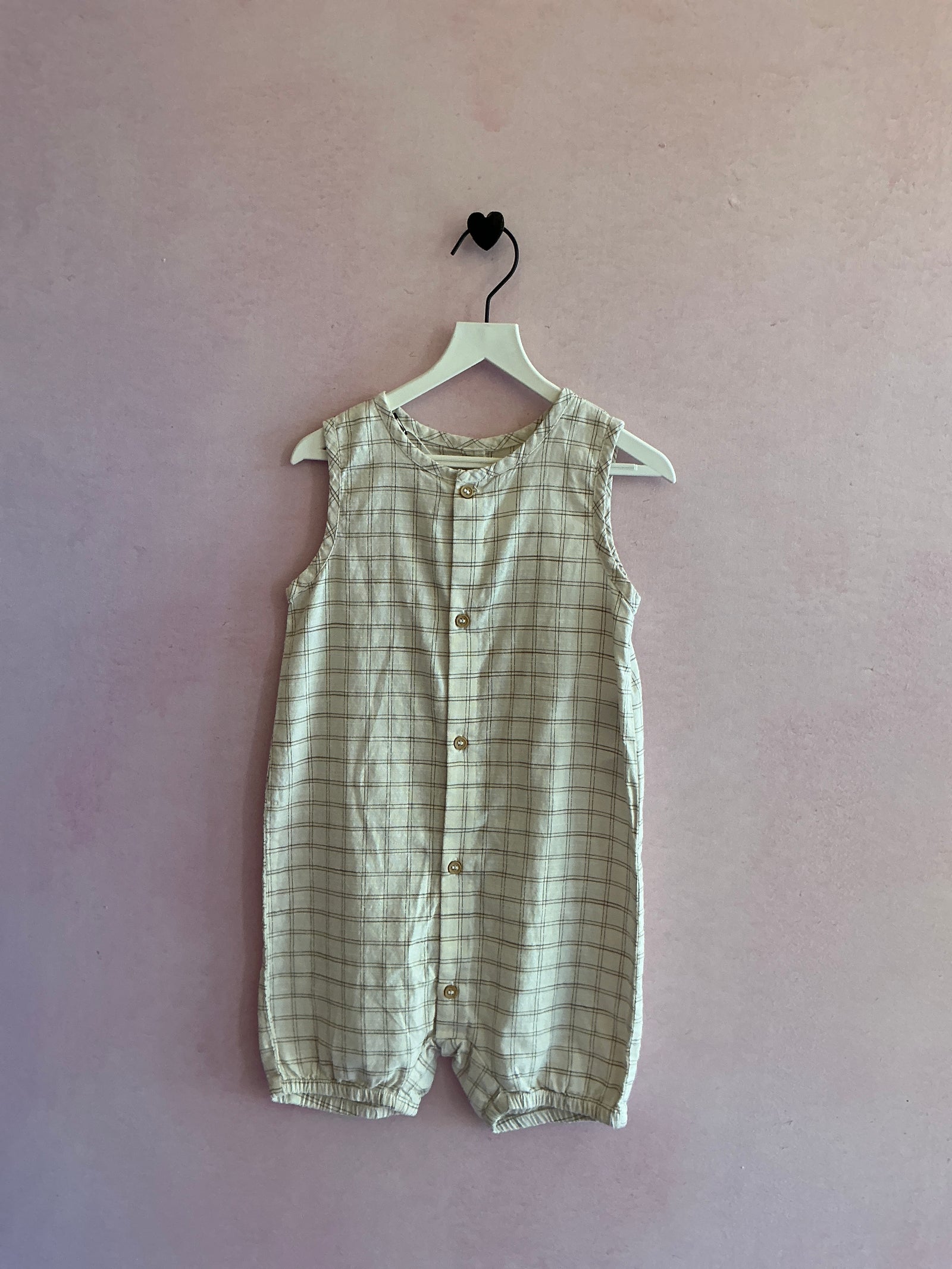 Cotton Grid Romper / 2T