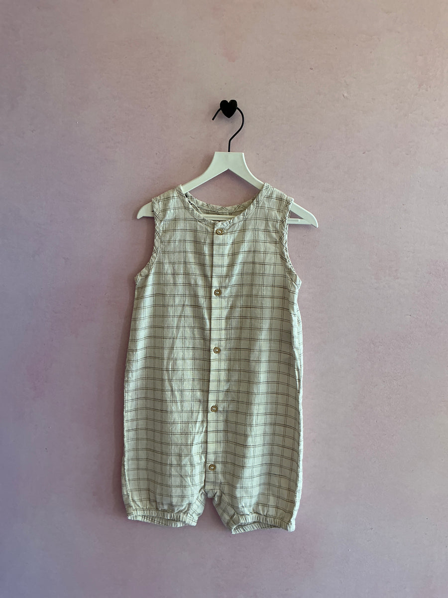 Cotton Grid Romper / 2T
