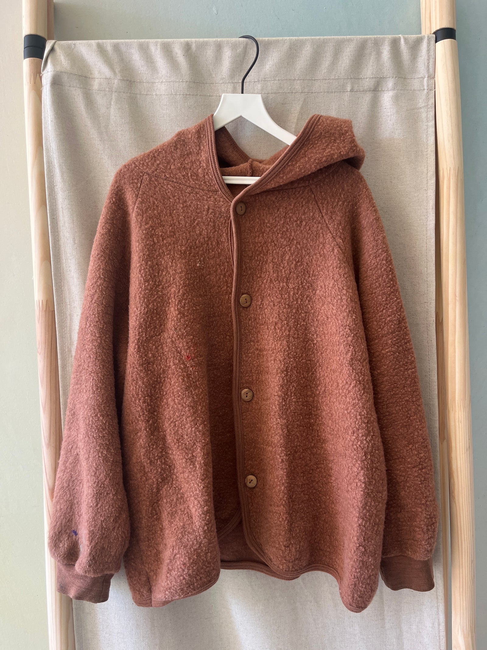 Siskin Hooded Chesnut Cardigan Sweater / 5-6 (THRASHED!)