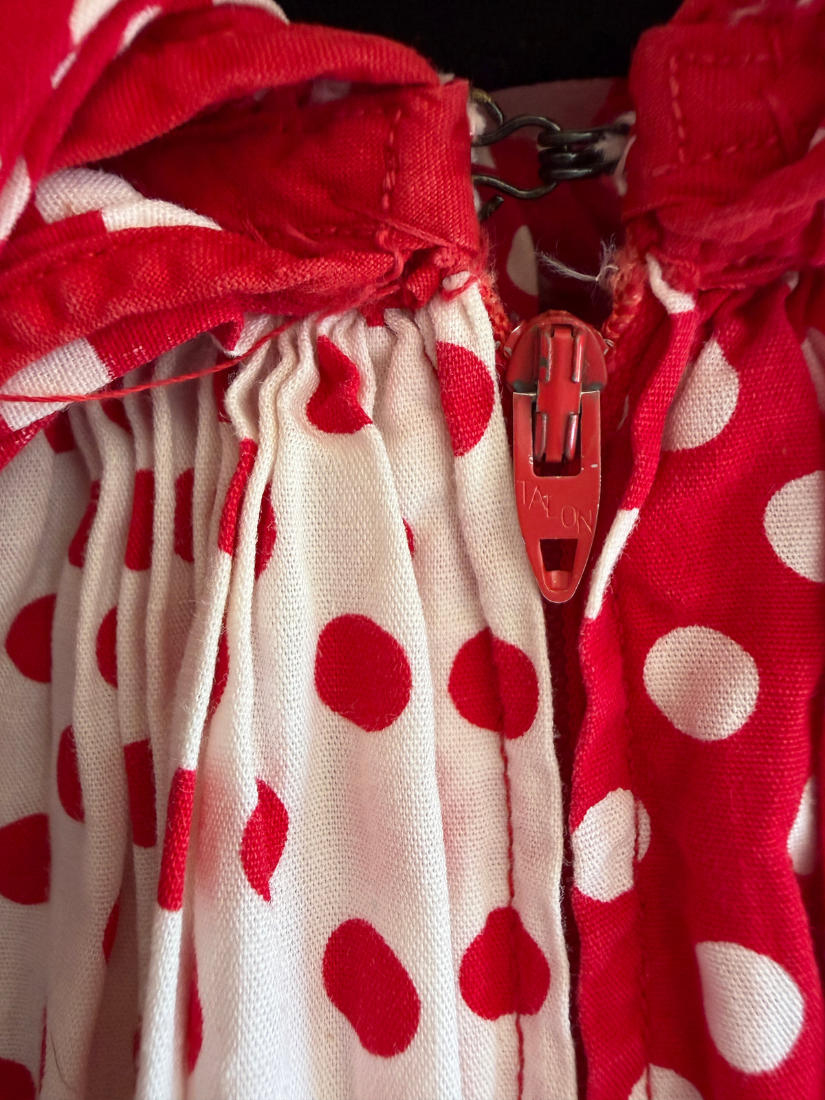 Vintage handmade Red + white dot / rental only
