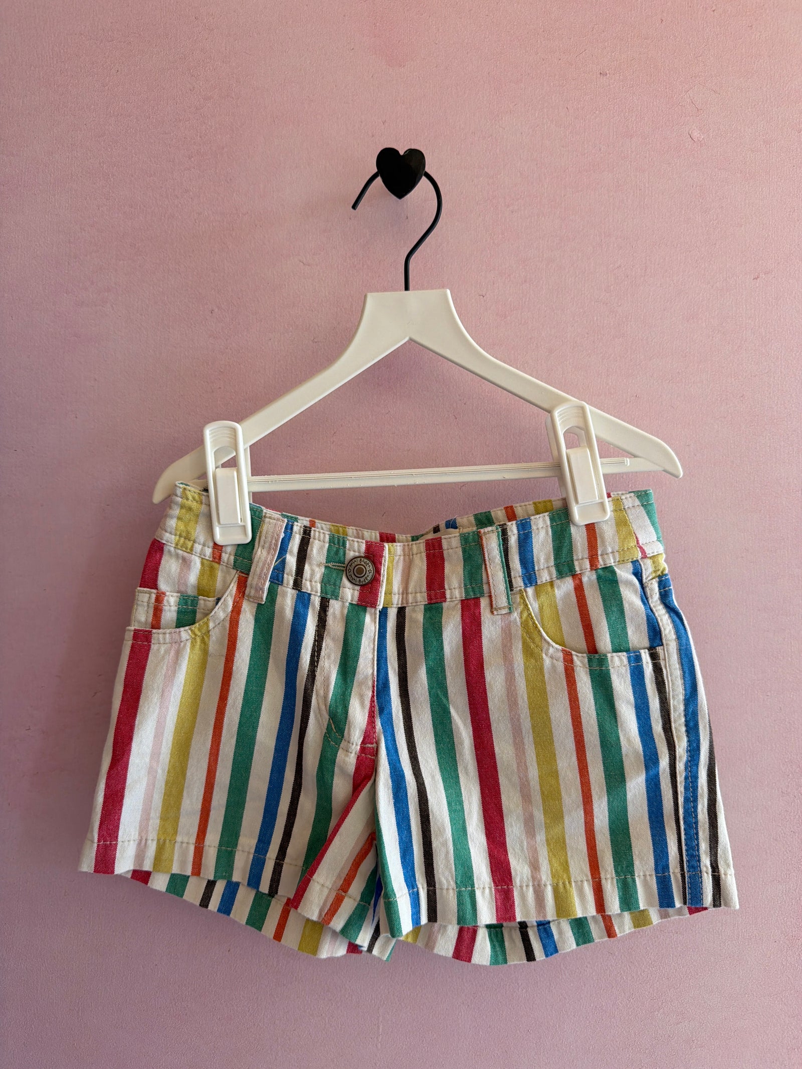 mini boden Heart Pocket Rainbow Stripe Shorts / 7