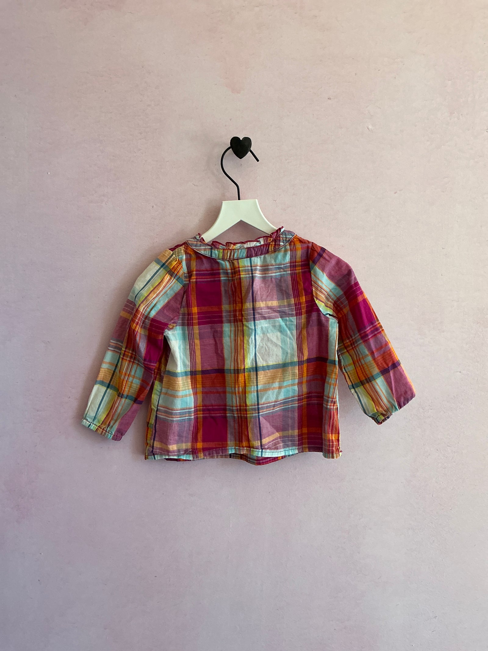 2010 Old Navy jewel tone plaid Blouse / 6-12 months