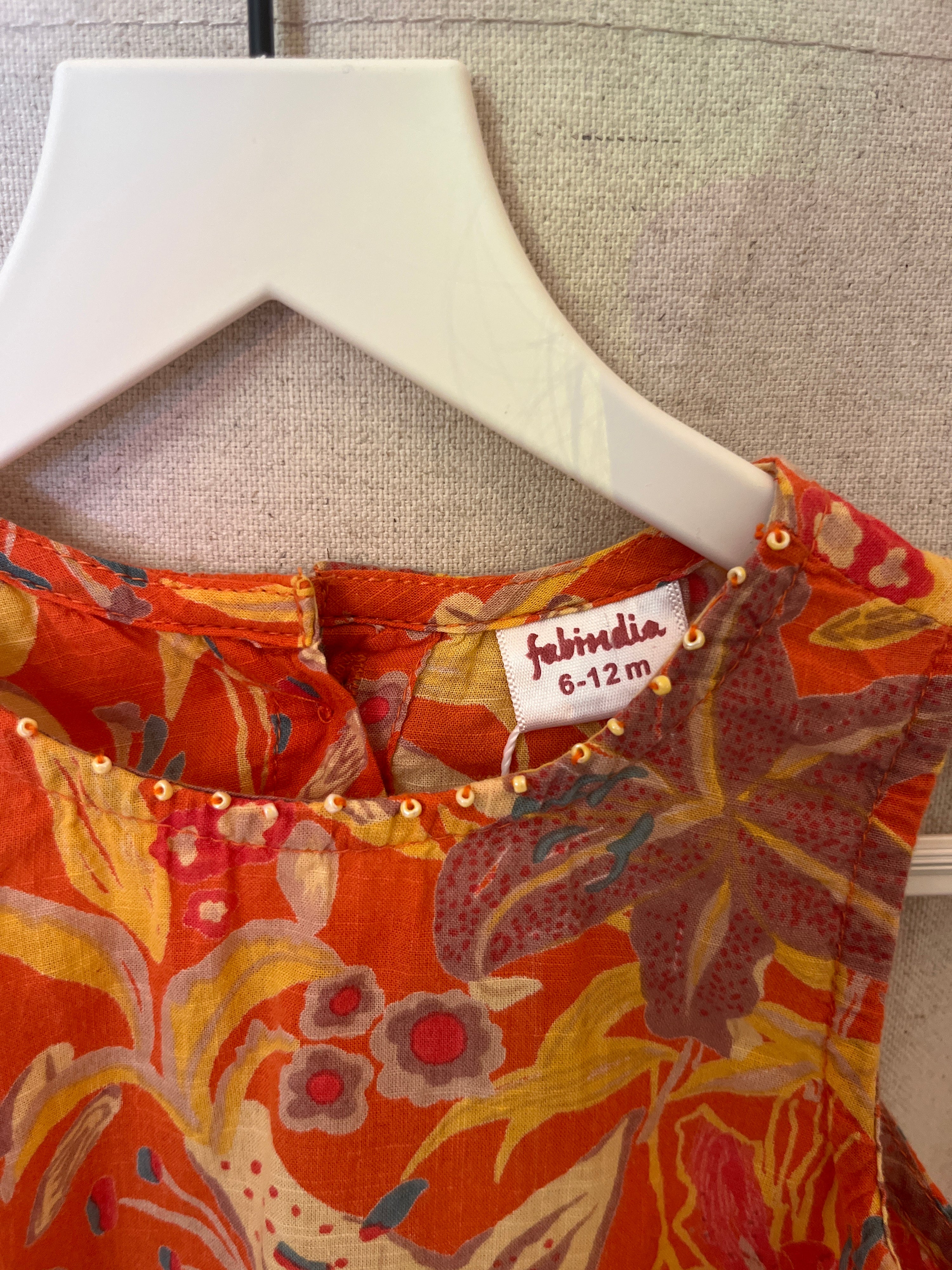 fabindia Bright Tropical Floral Top / 6-12 months