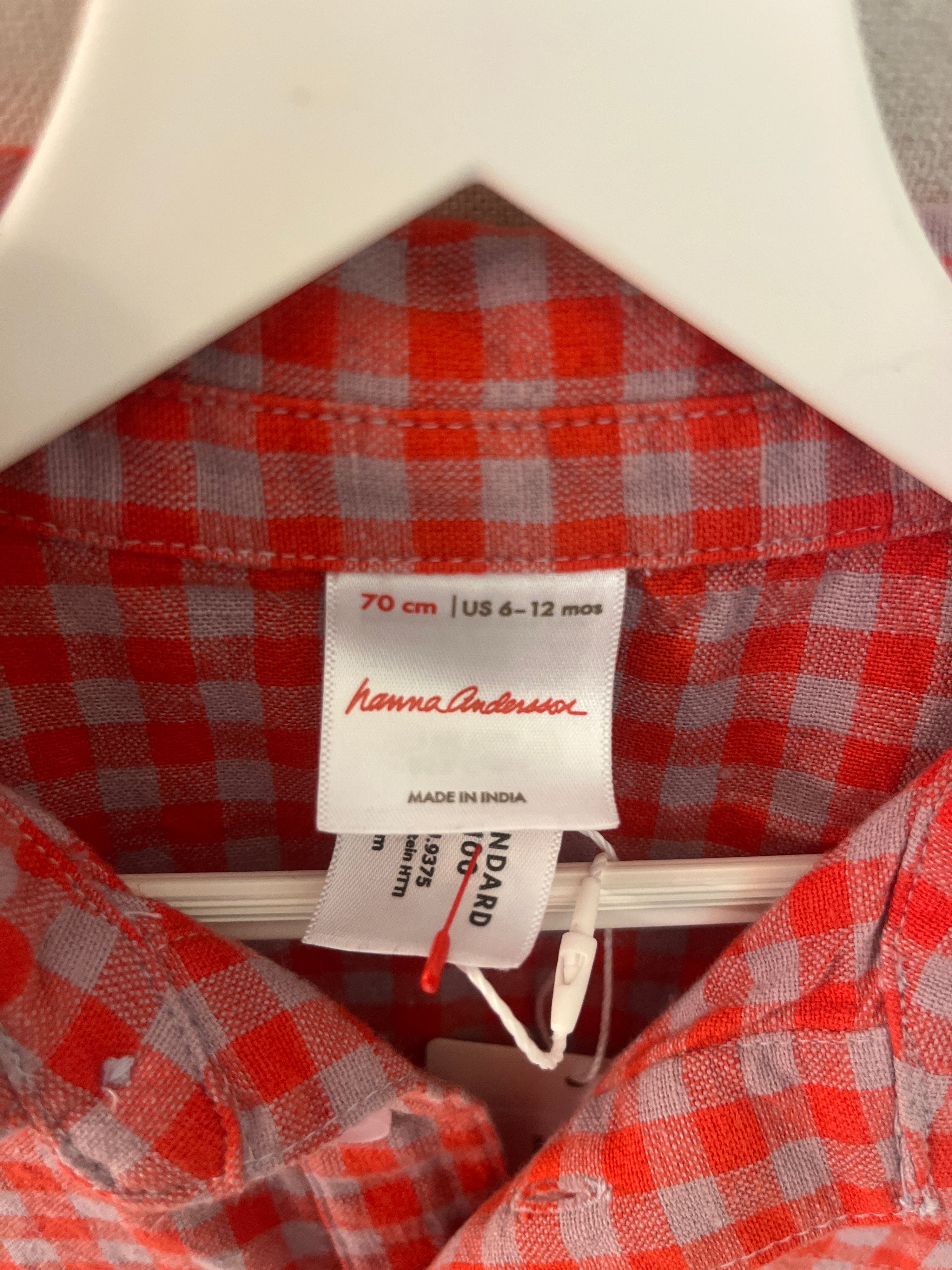 Hanna Andersson Red and white checkered Jumpsuit / 6-12 months