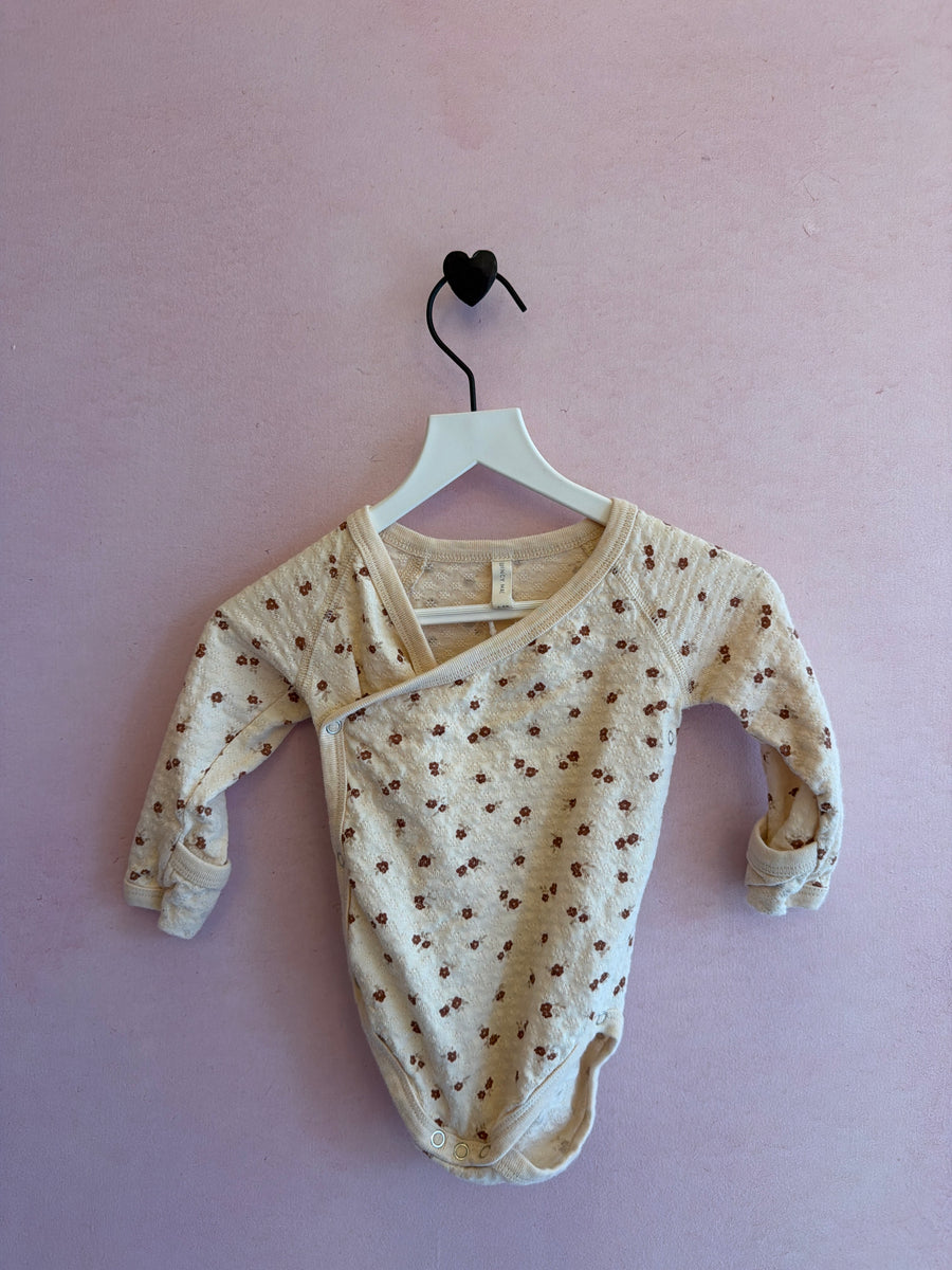 Quincy Mae Folk Floral Wrap Onesie / 3-6 months