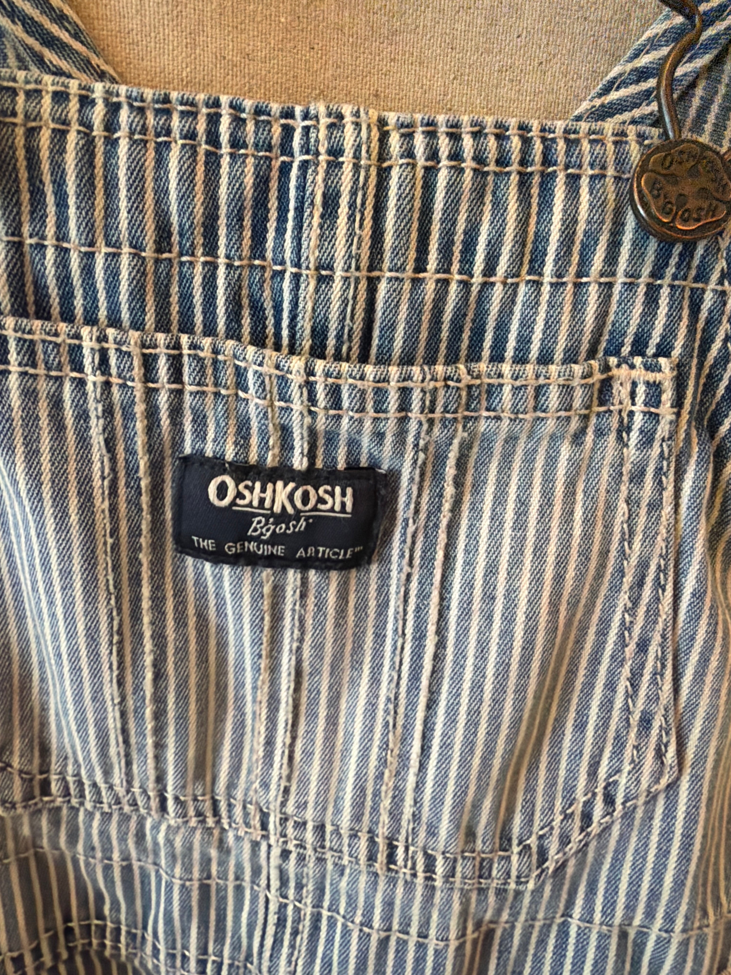 oshkosh Pinstripe Distressed overalls / 2T