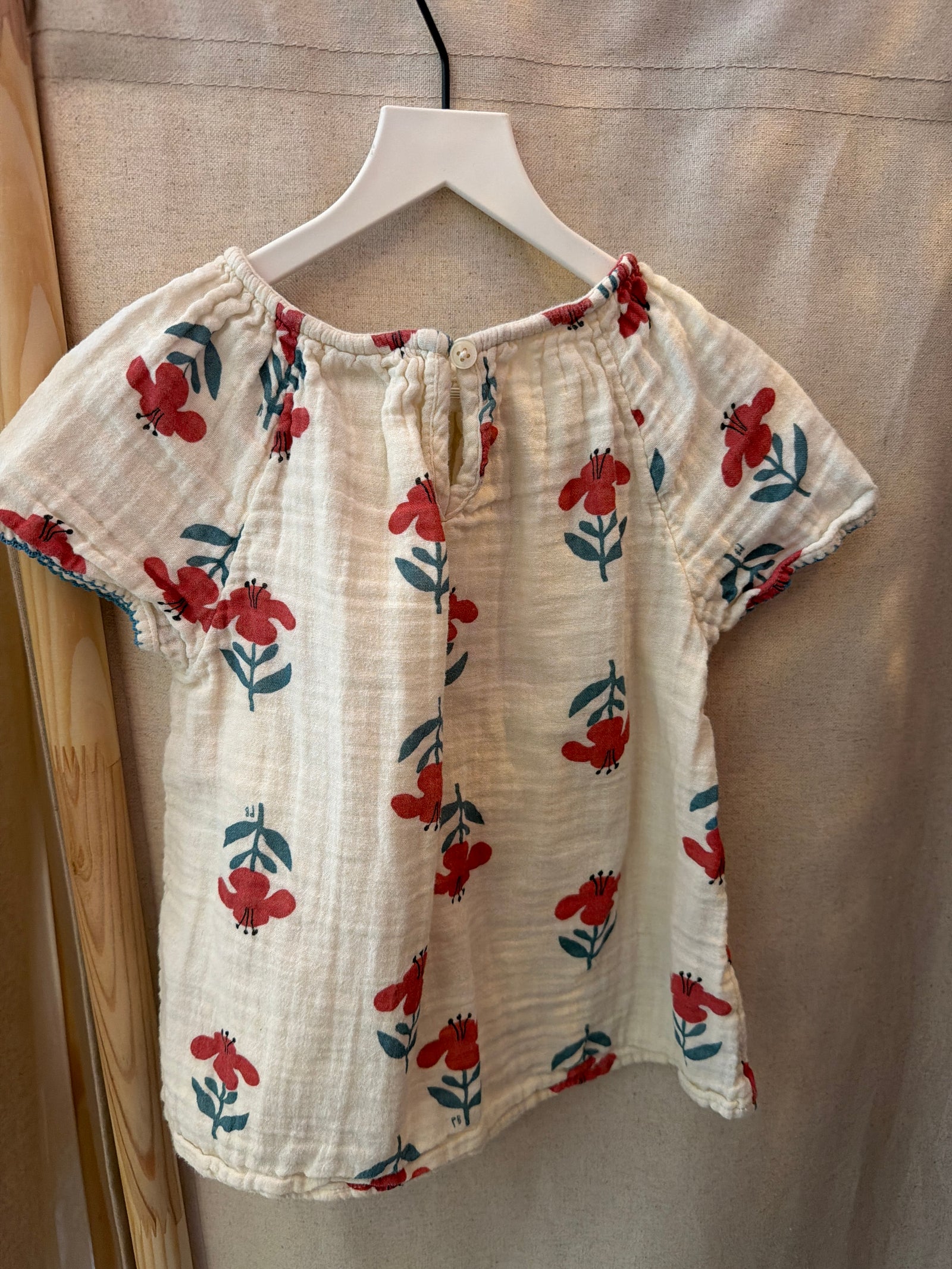 petit bateau Cream with Red and Green floral print Top / 5