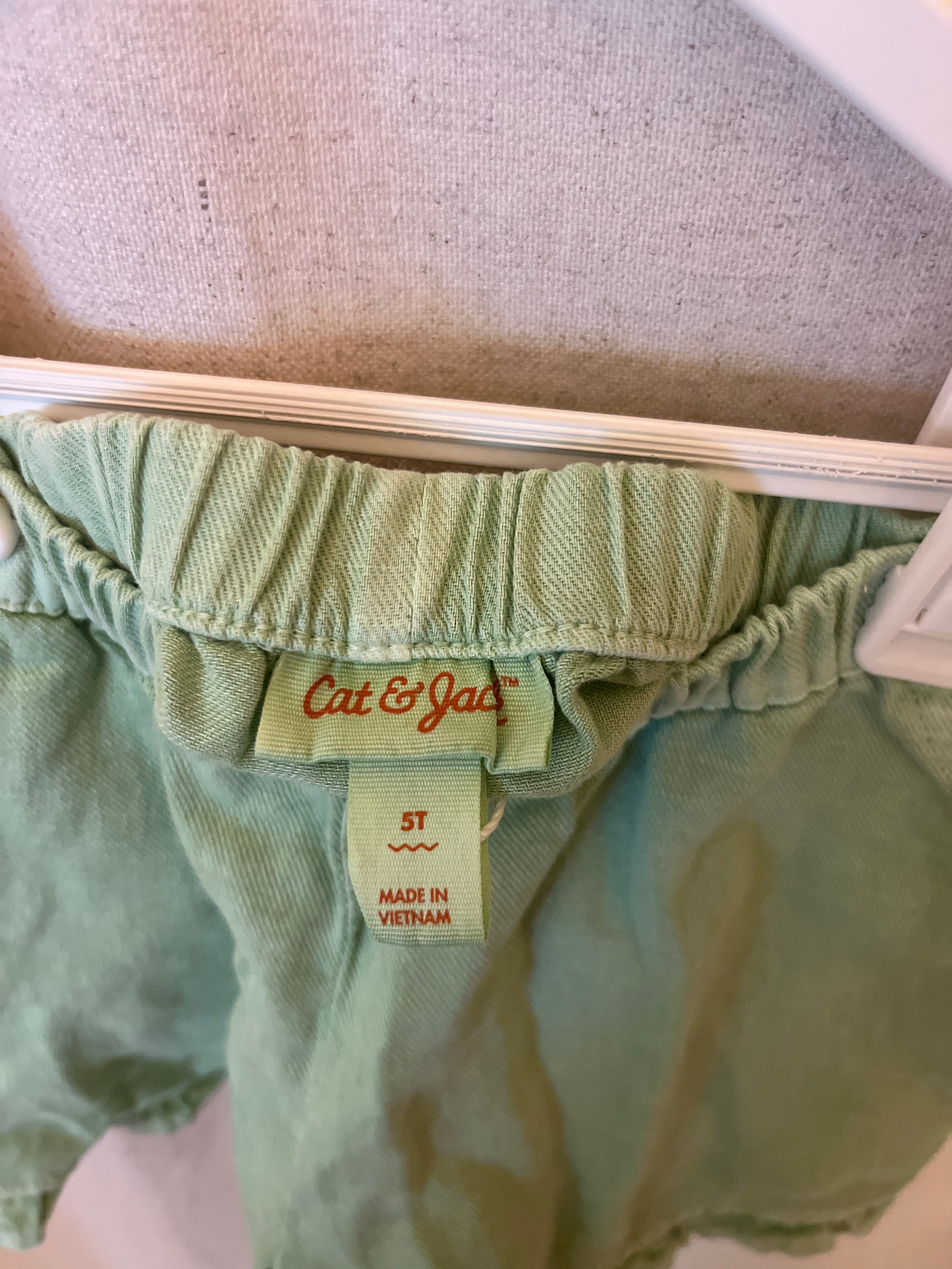 cat & jack washed green ruffled shorts / 5