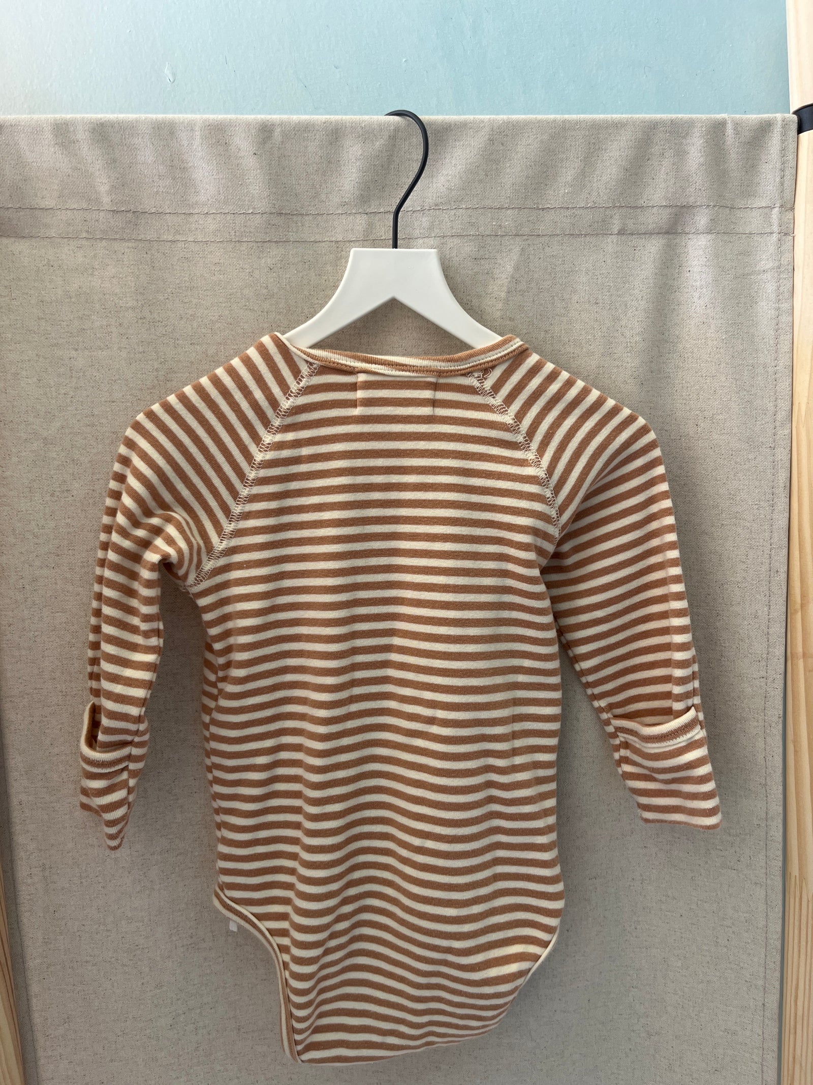 JUNI Brown White Stripe Bodysuit / 1-2 Years
