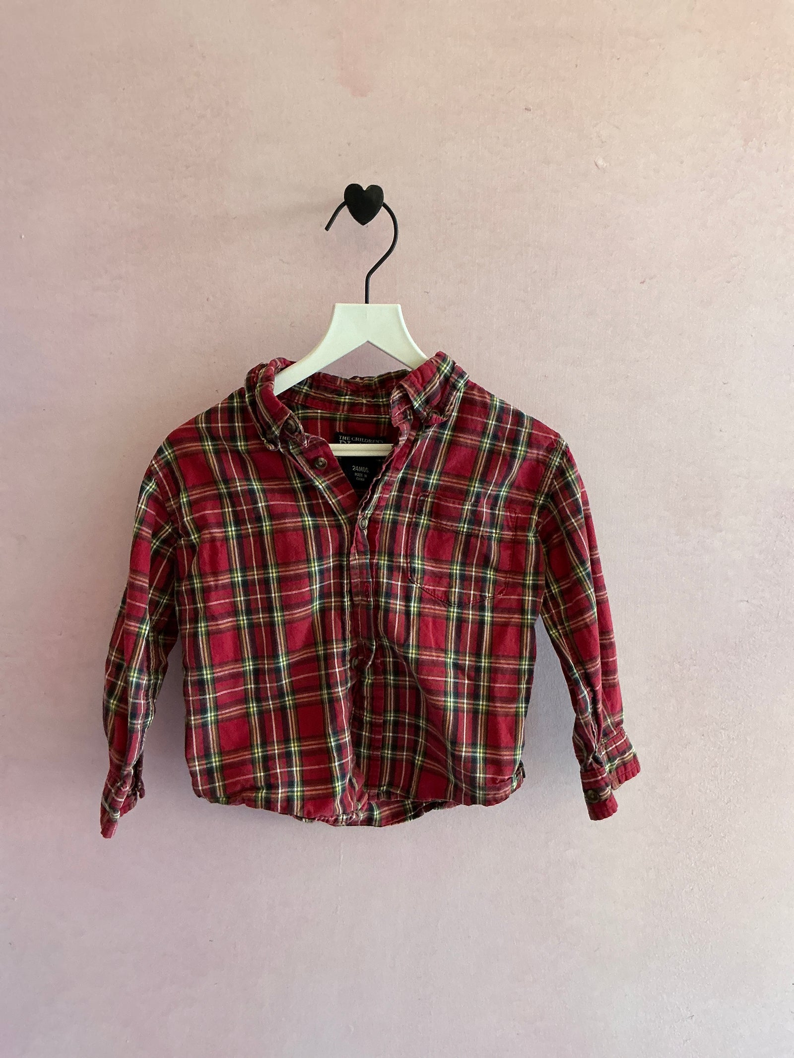 Children's Place Red Tartan Flannel Button-Up Shirt / 24 months