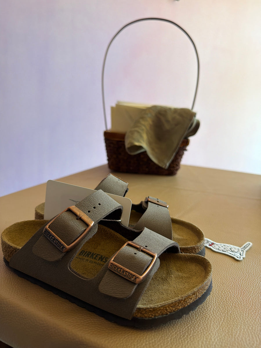 Birkenstock Taupe Leather Sandals / 28