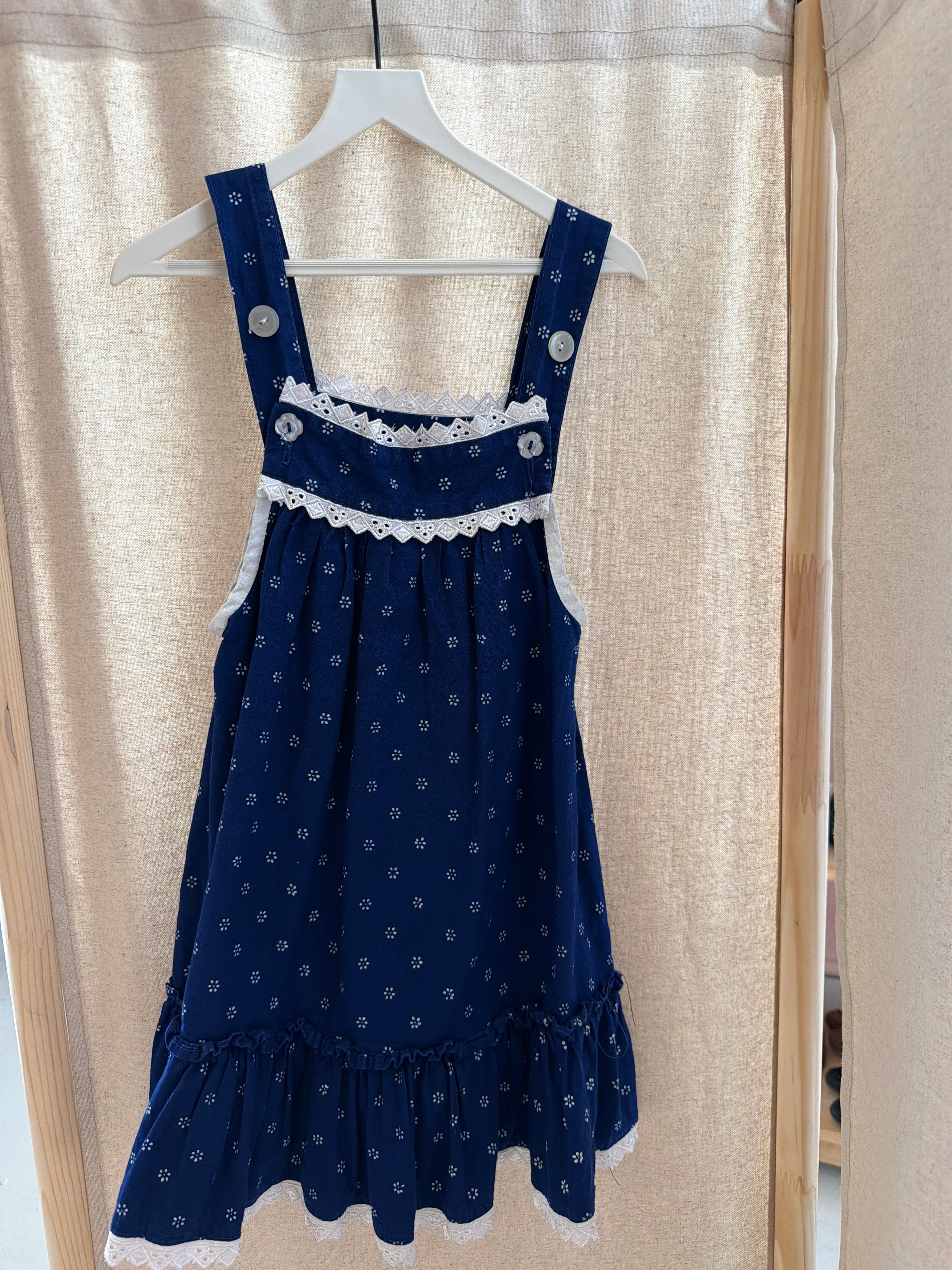 ASA Navy White Lace Trim Dress  / 4T