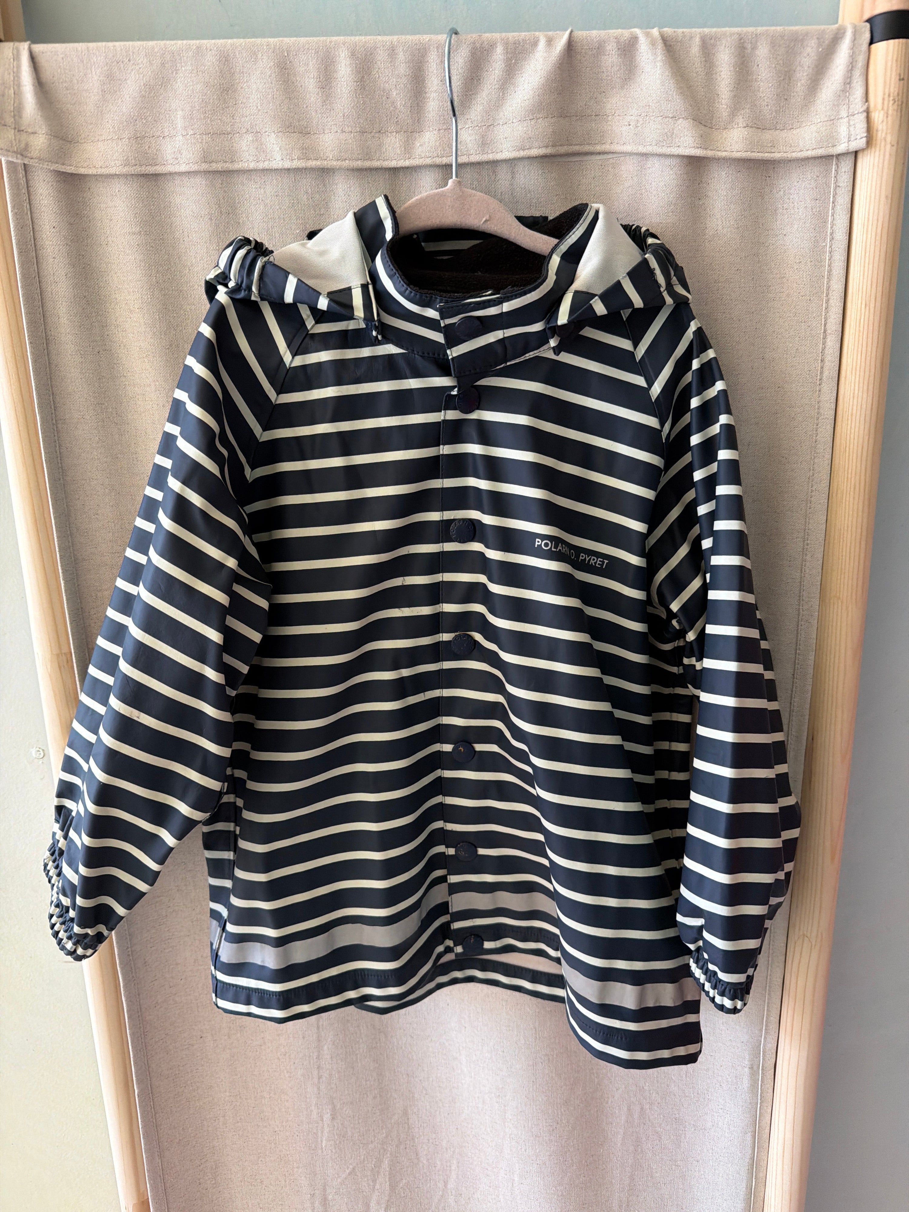 Polarn O. Pyret Navy Blue Striped Rain Coat / 2-4 years