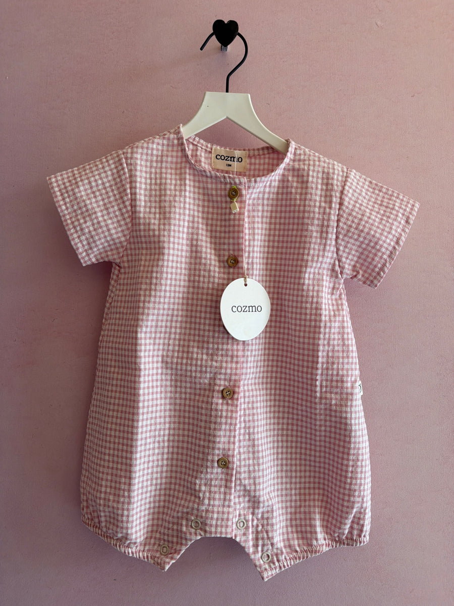 NWTs cozmo RECYCLED GINGHAM BABY JUMPSUIT - NOAH Romper / 12M