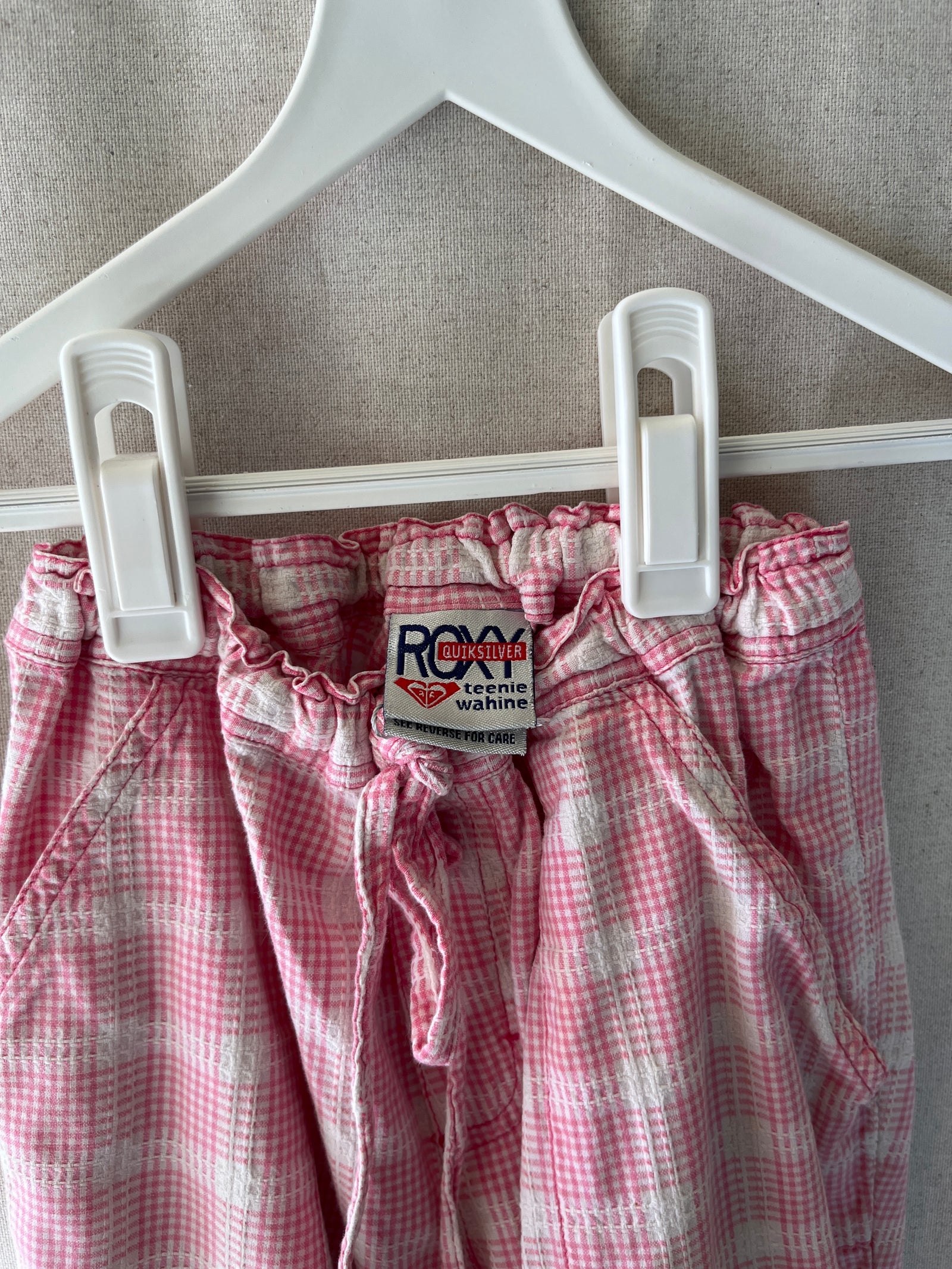 Vintage Quicksilver Pink White Plaid Pants / 6-8 years