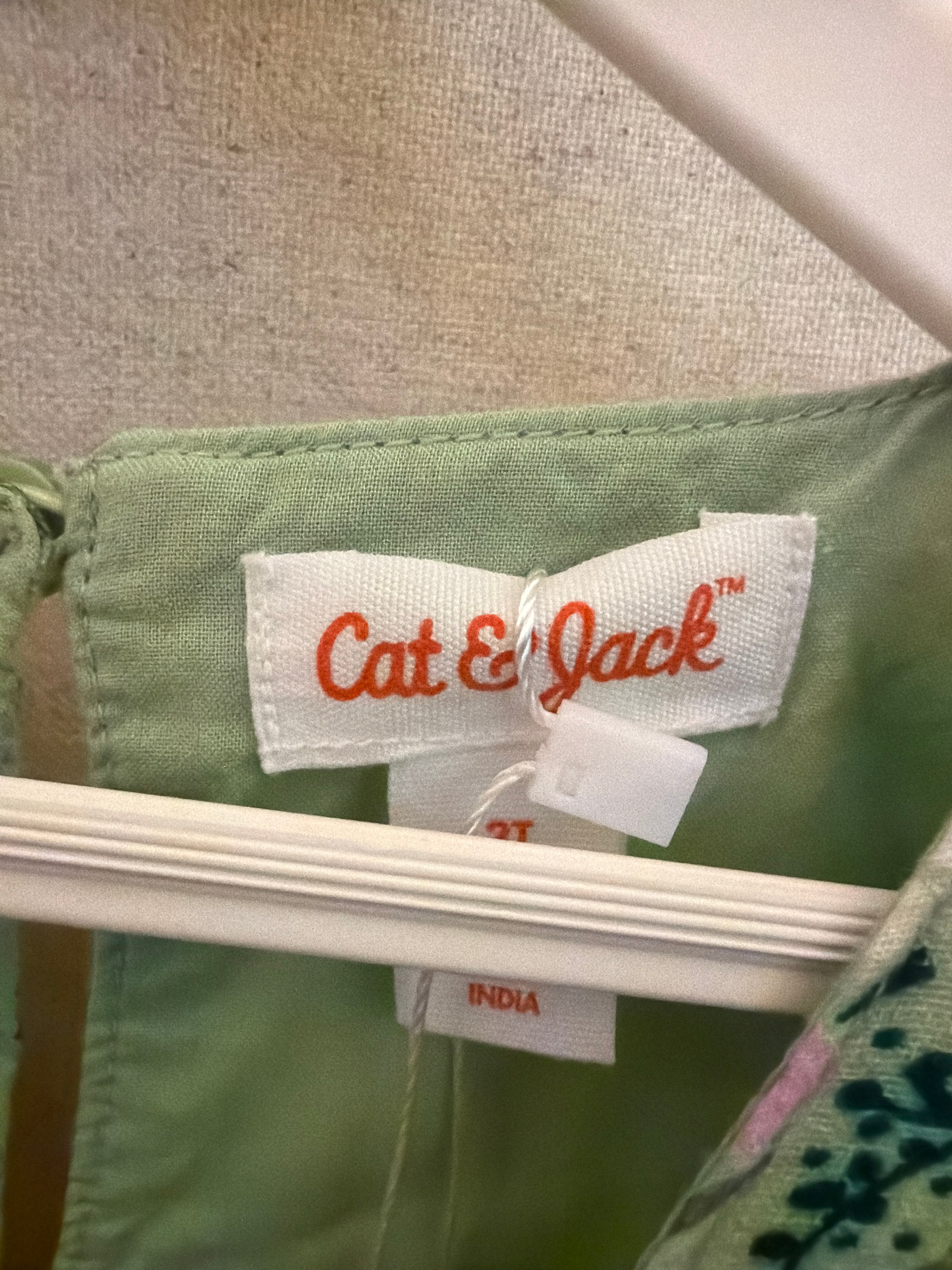 cat & jack Green Garden Purple Flower blouse / 2T