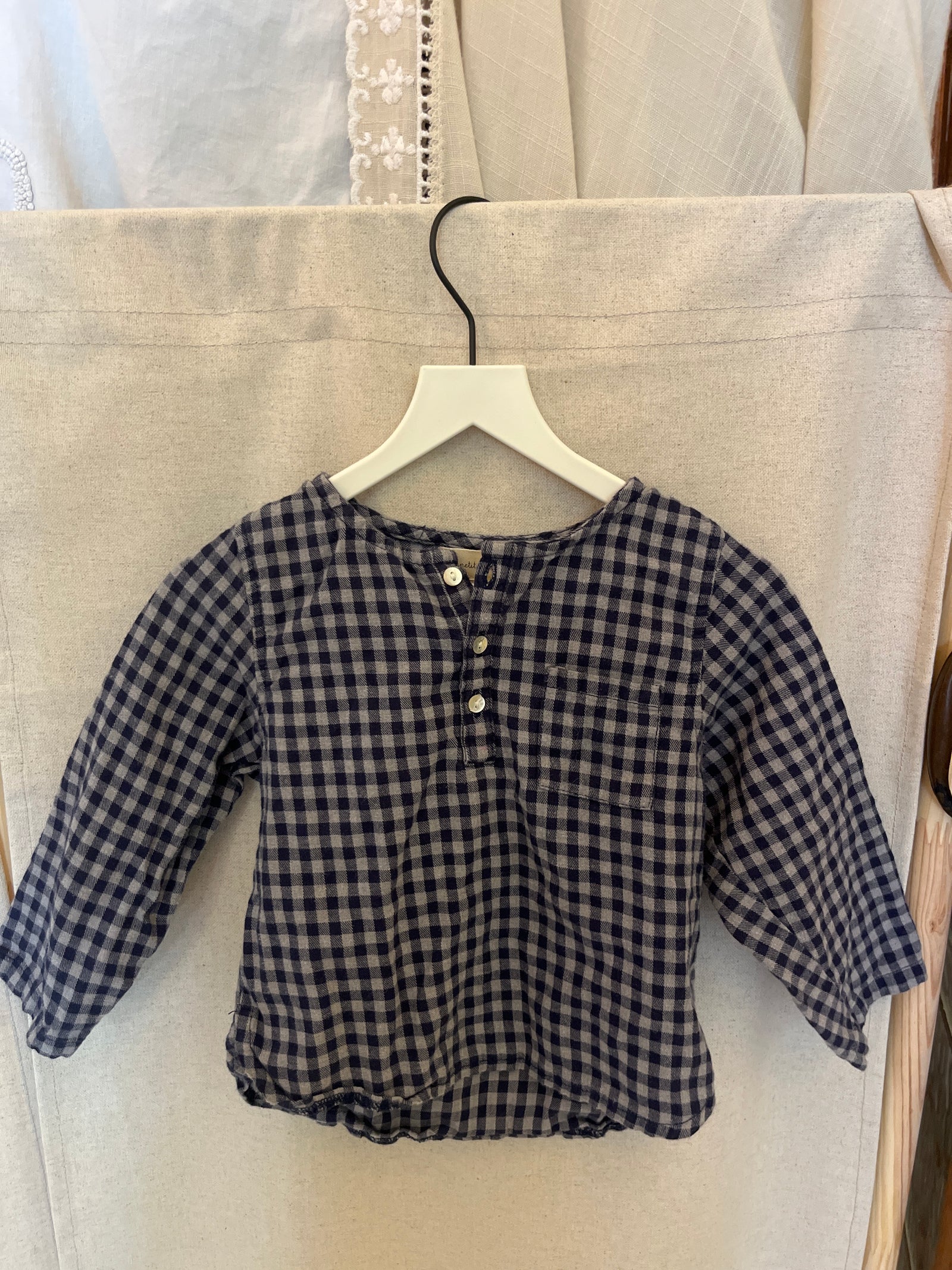 la petite collection Navy Gingham Top / 2