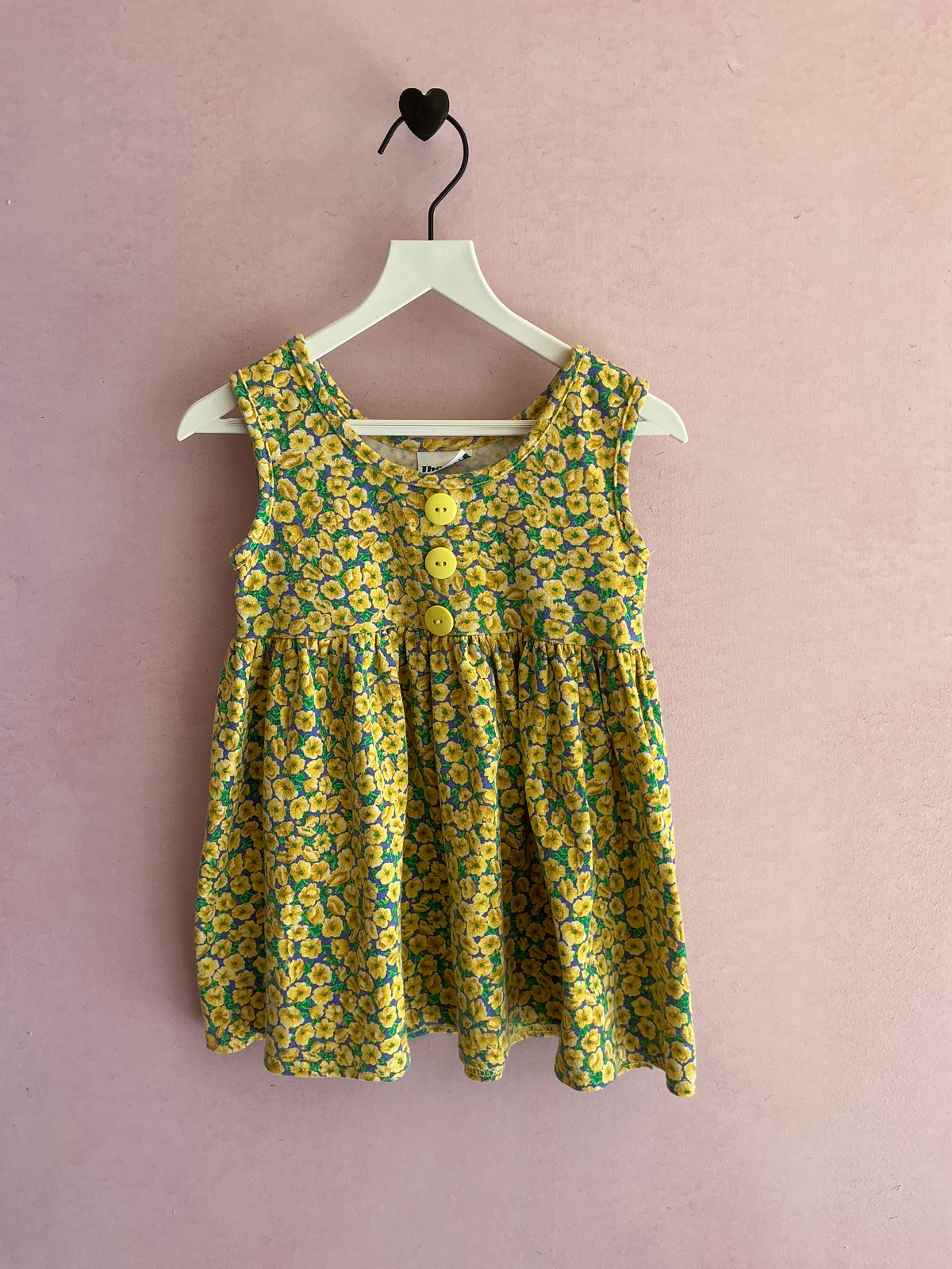vintage 90s Yellow Flower Sun Dress / 2T