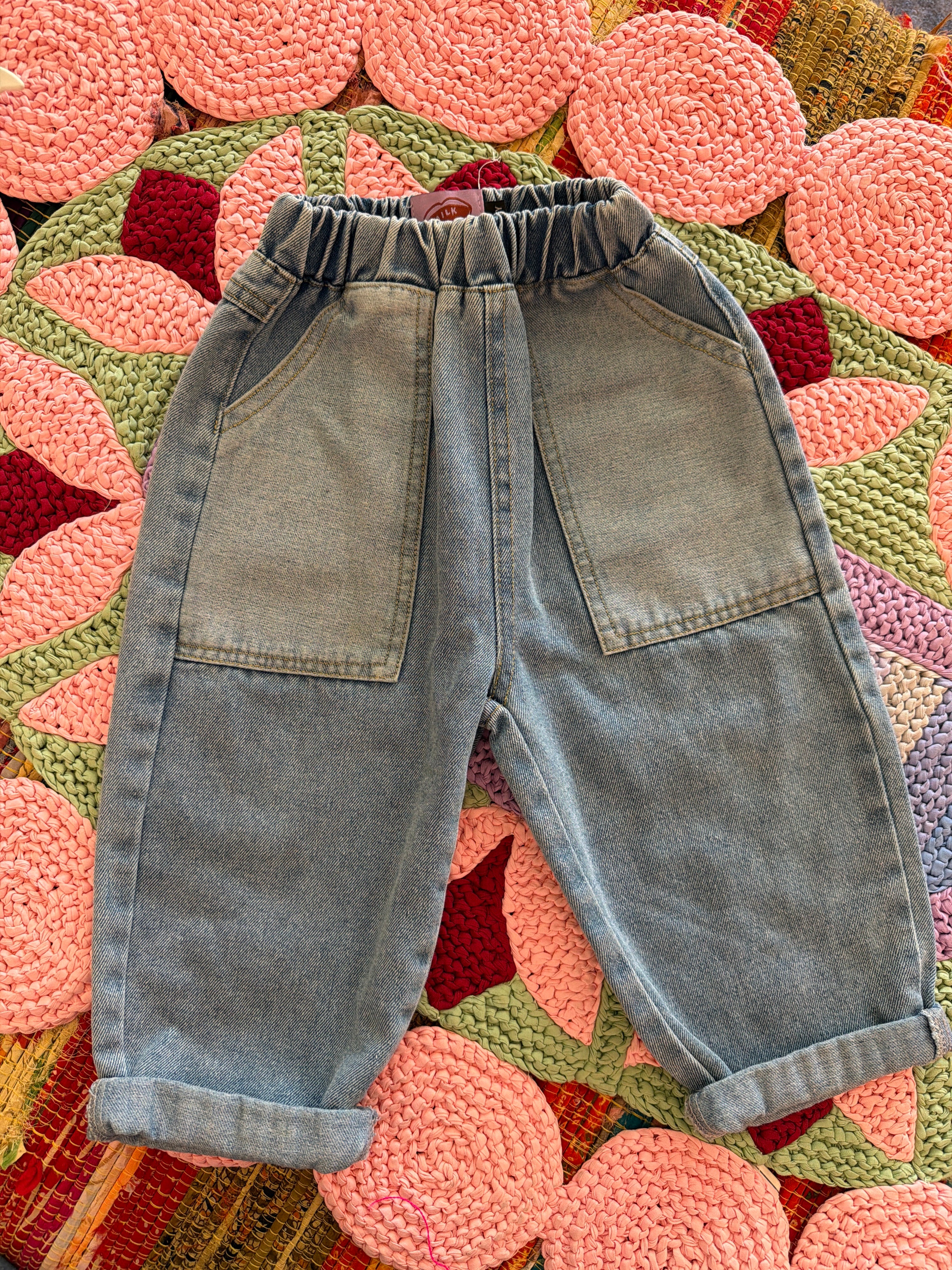 Milk Teeth Medium Wash Double Trouble Denim Pants / 3-4 Years (Sold out!)