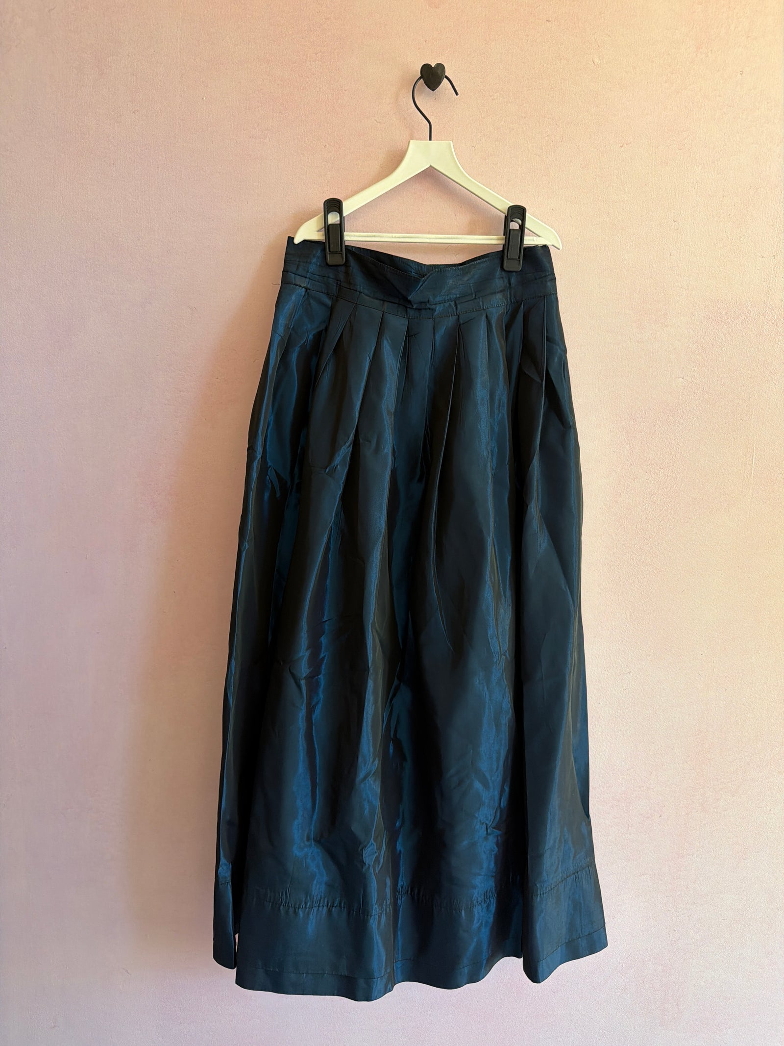 Vintage Laura Ashley Deep Blue Taffeta Pleated Skirt / 8