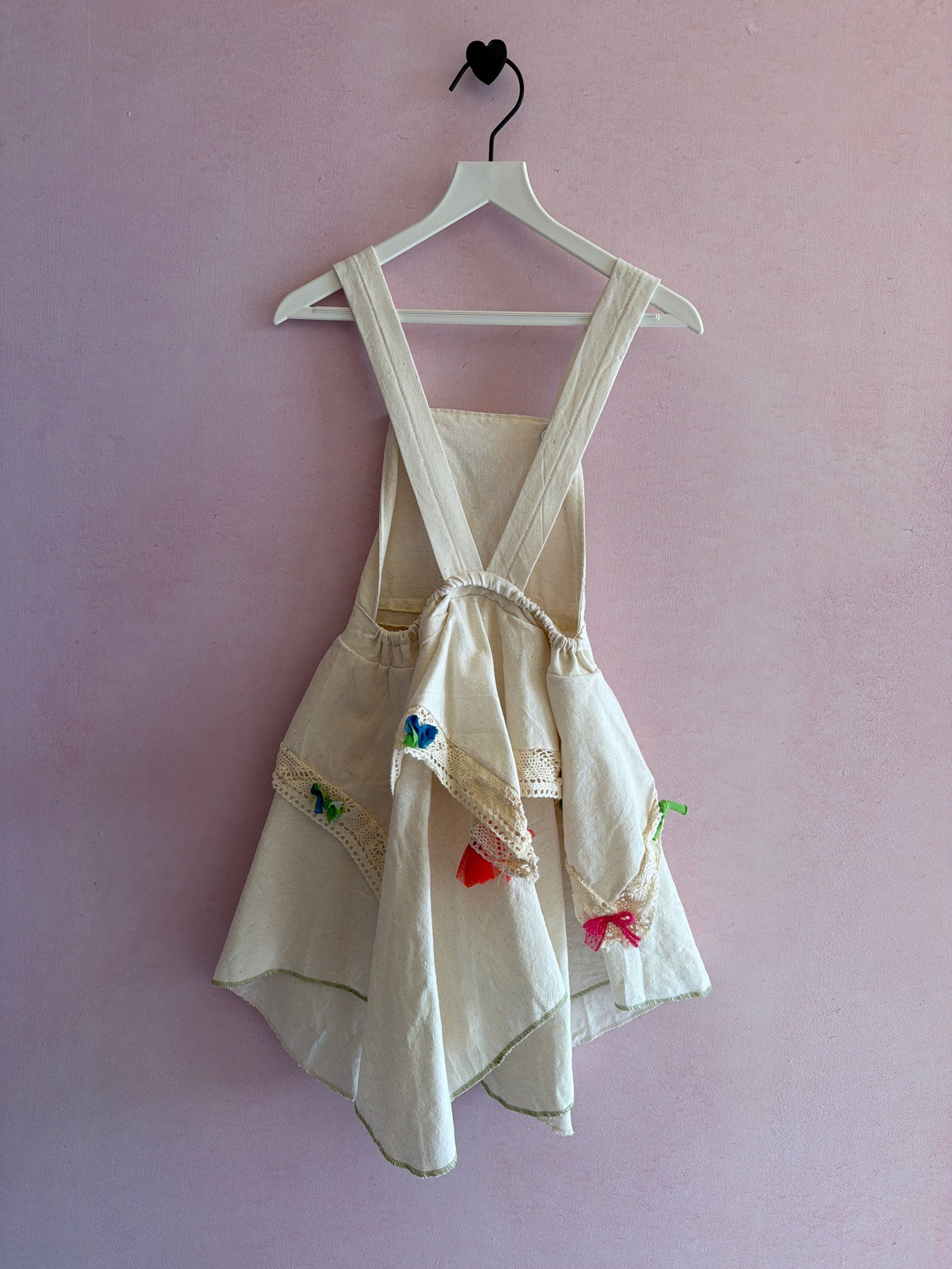 vintage homemade cotton linen dream pinafore / 4-6