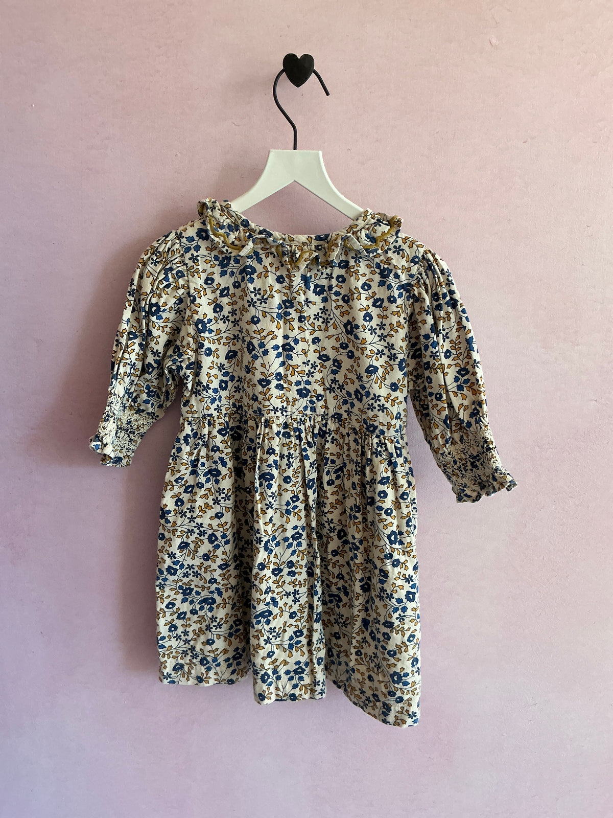 LALI Cream navy mustard floral Dress / 3T
