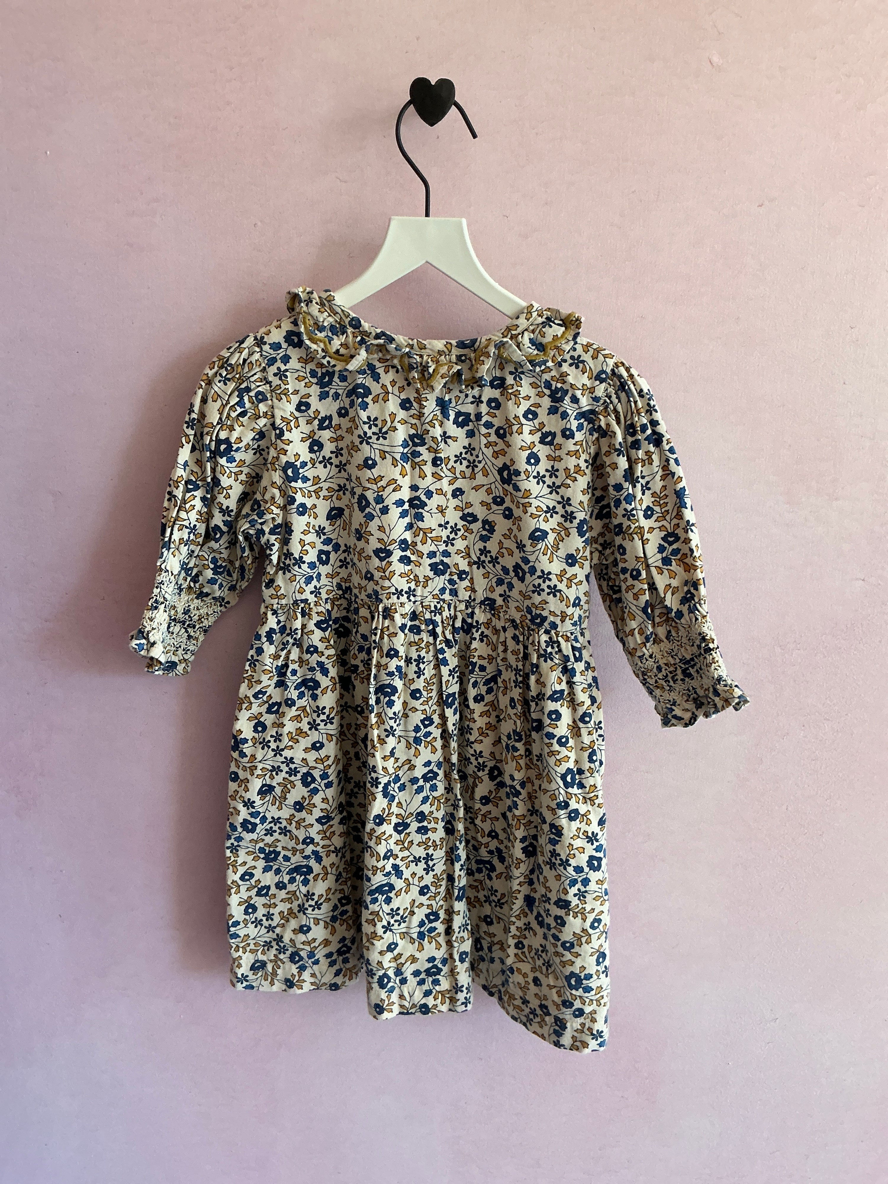 LALI Cream navy mustard floral Dress / 3T