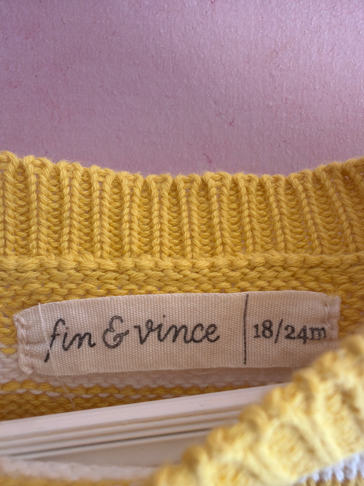 fin & vince Yellow and White Stripe short Sleeve playsuit / 18-24 months