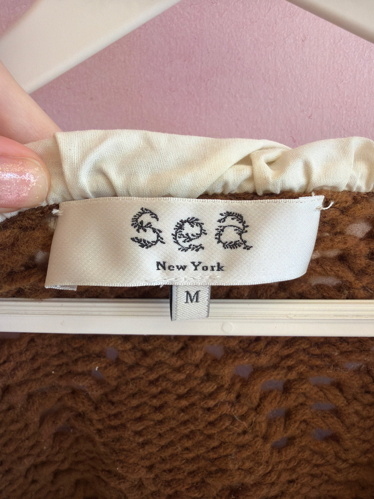 Sea New York Brown Knit Lace Heart Collar Sweater / women’s M