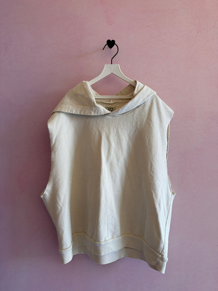 Hey Gang Cream cut & sew hooded Sweatshirt / 0