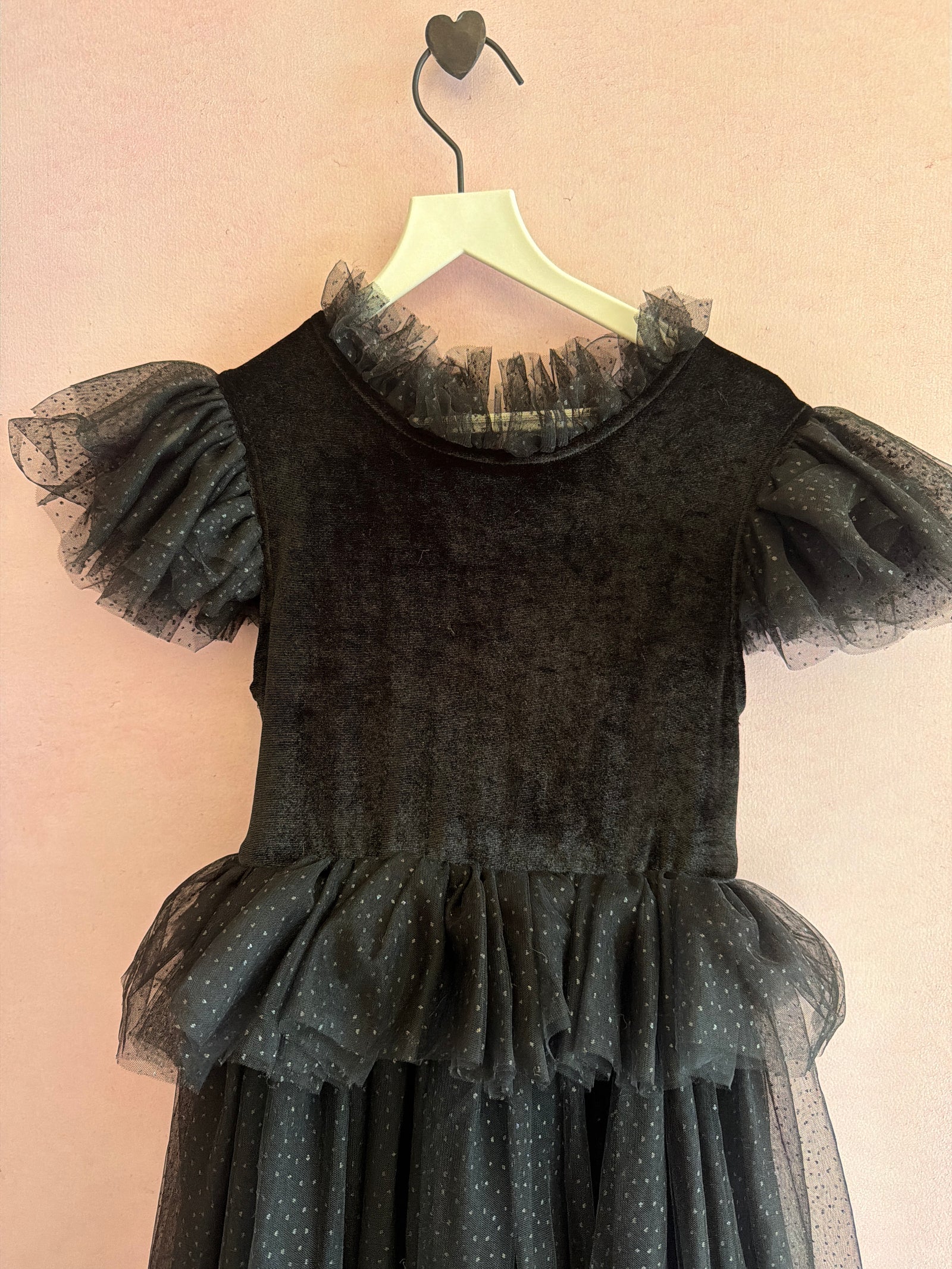 Autumn Moon Kids Clothing Black Whimsical Velvet Witch Dress / 6