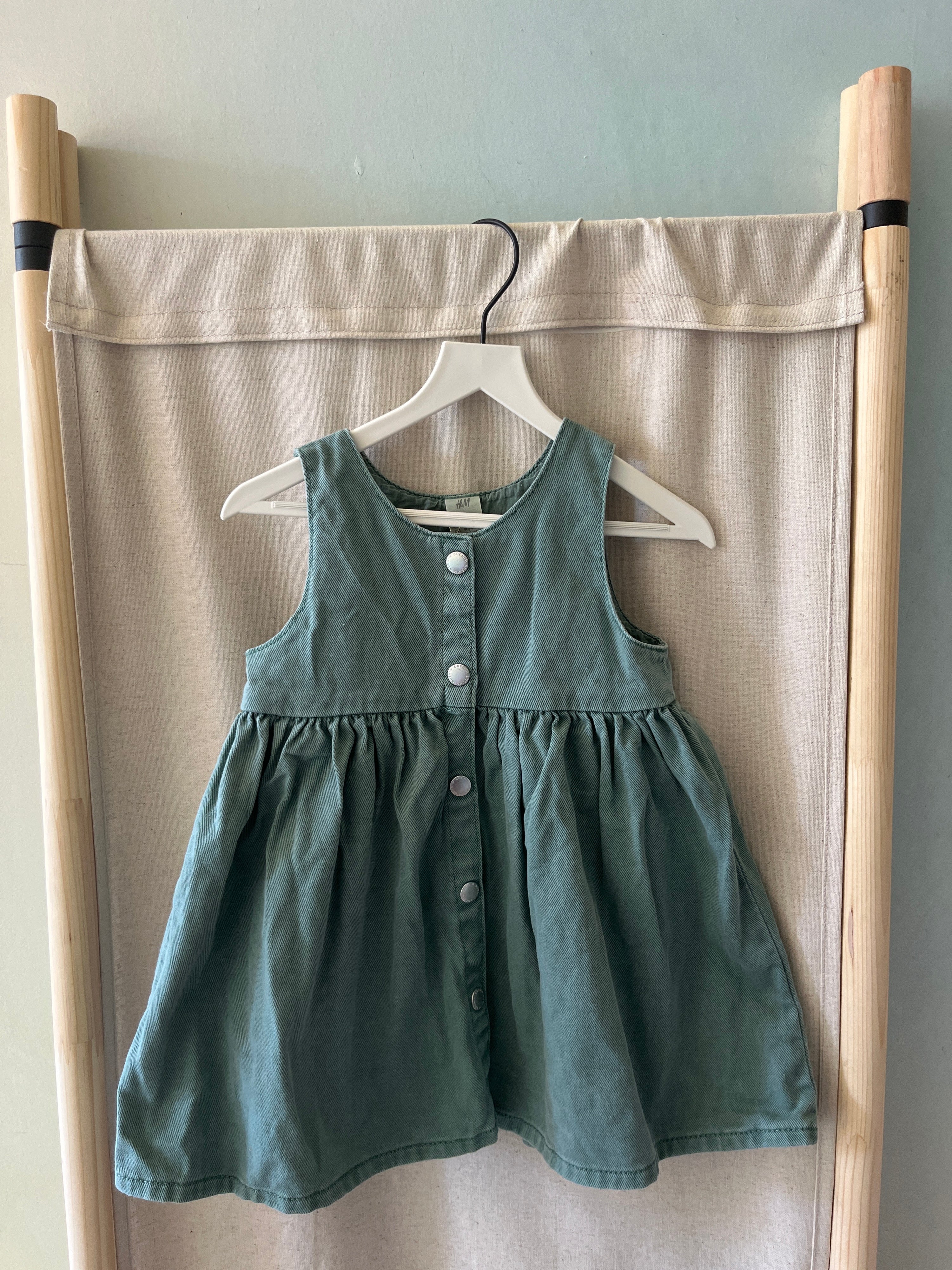 H&M Olive Pinafore Dress / 12-18 months