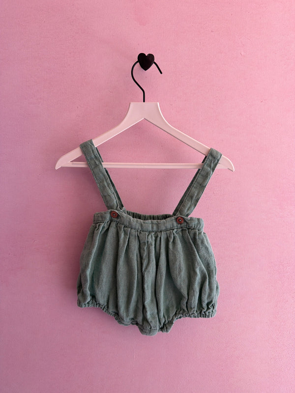 carmel Mint Linen romper / 6 months