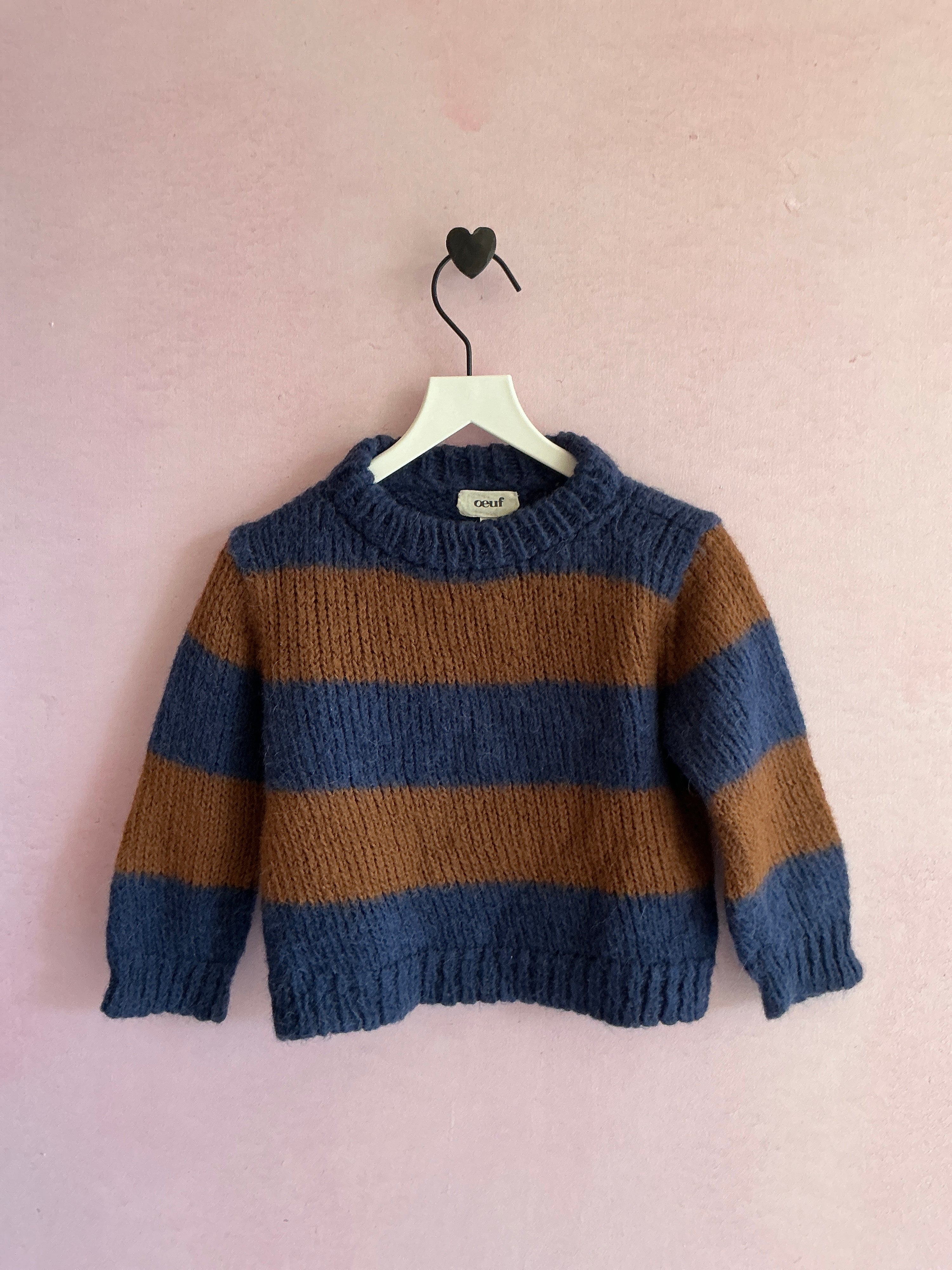 Oeuf Navy Umber Stripe 100% baby alpaca Sweater / 3