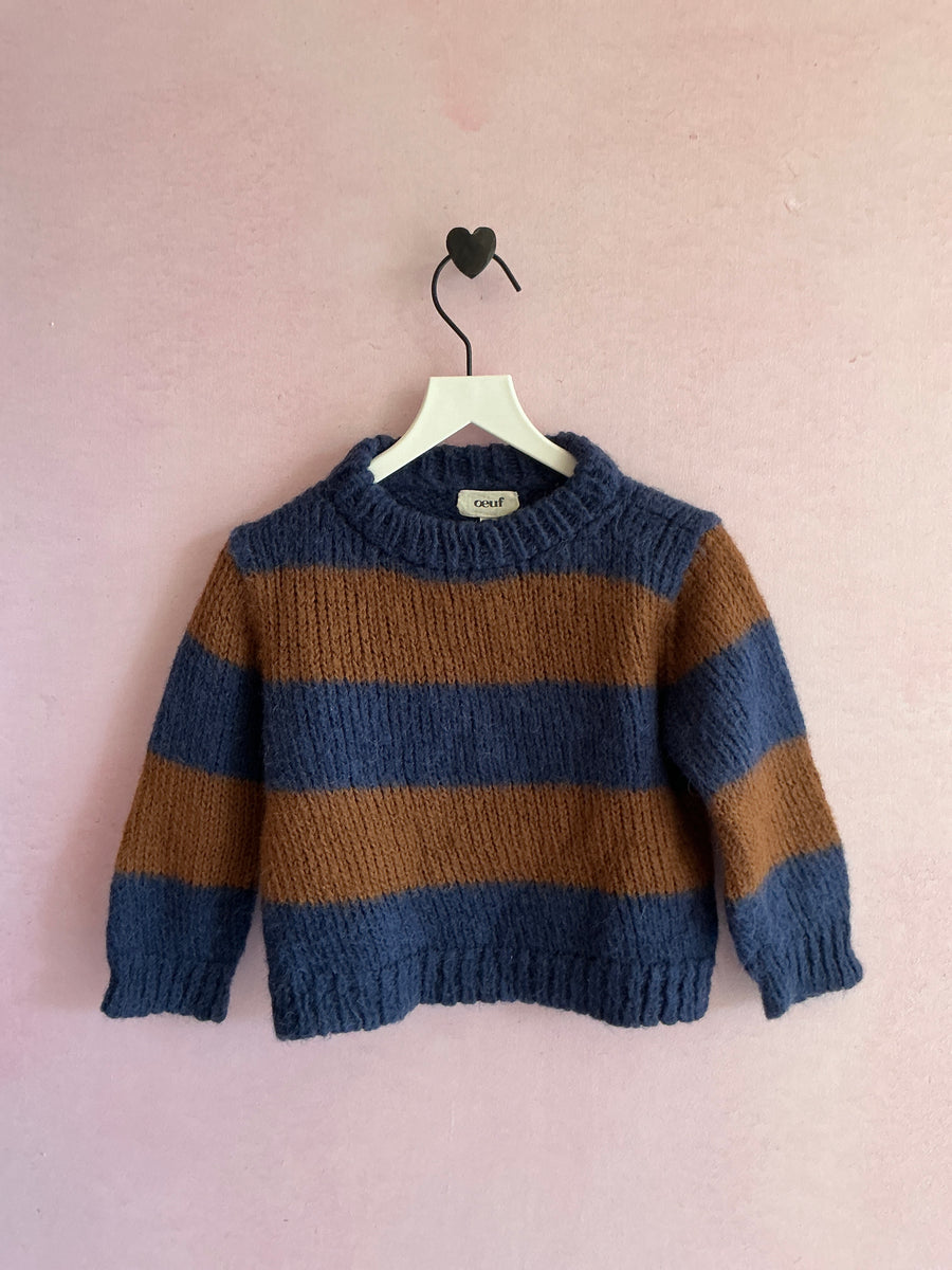 Oeuf Navy Umber Stripe 100% baby alpaca Sweater / 3
