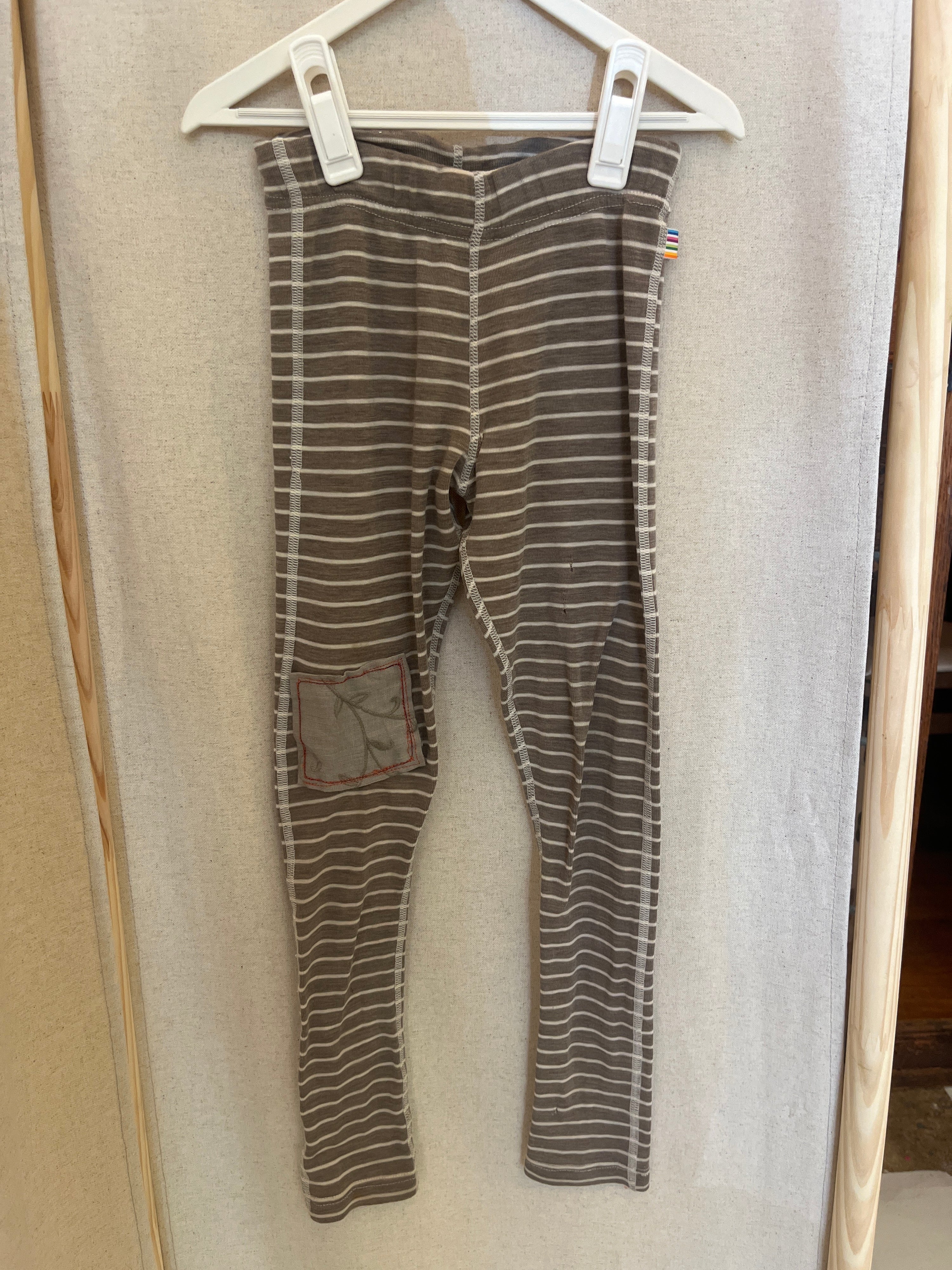 Joha Patched 100% merino wool Gray Stripe Leggings / 5-6