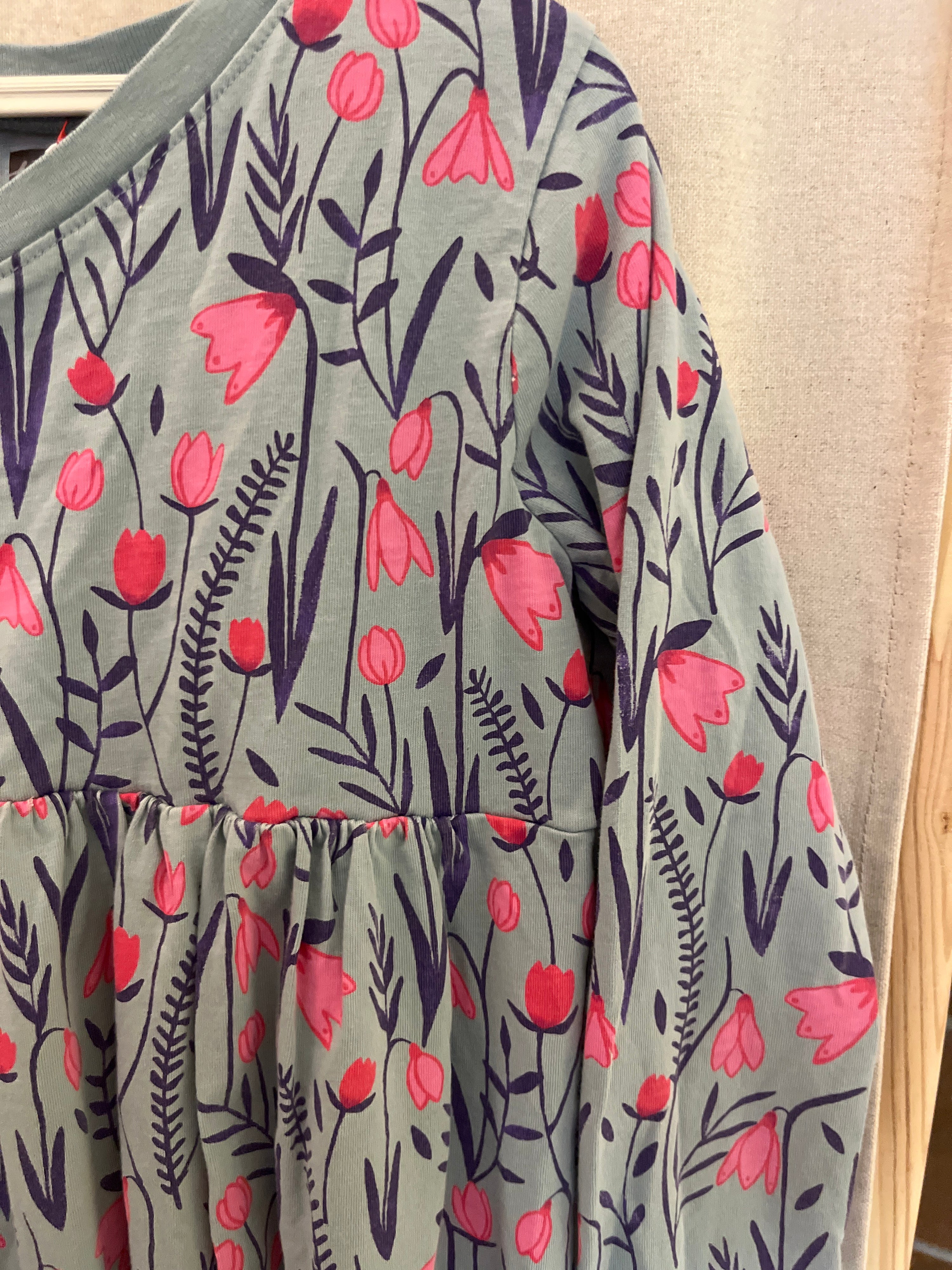 Tea Blue with Pink Flowers Dress / 10