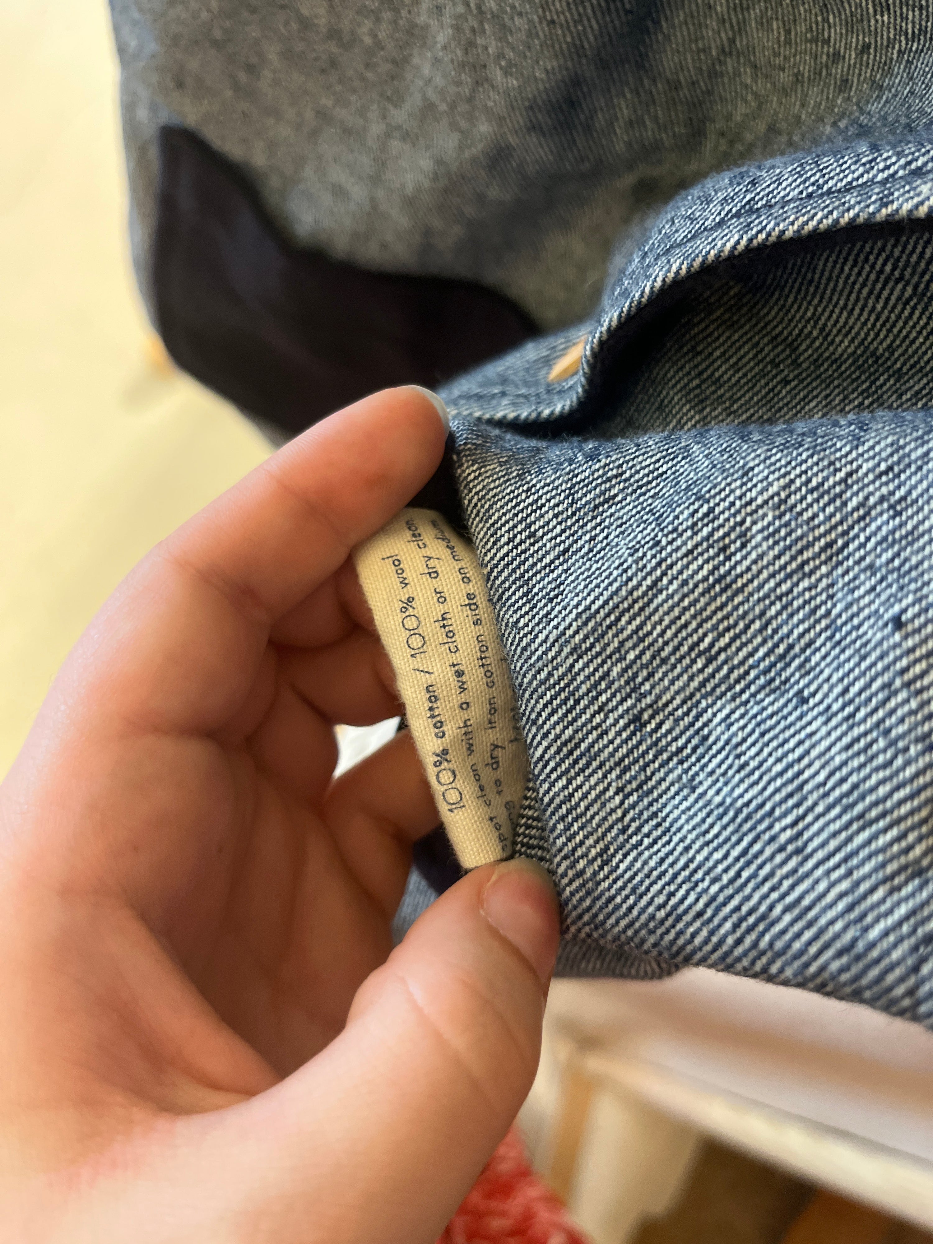 Denim Wood Button Patched Vest / 4-6