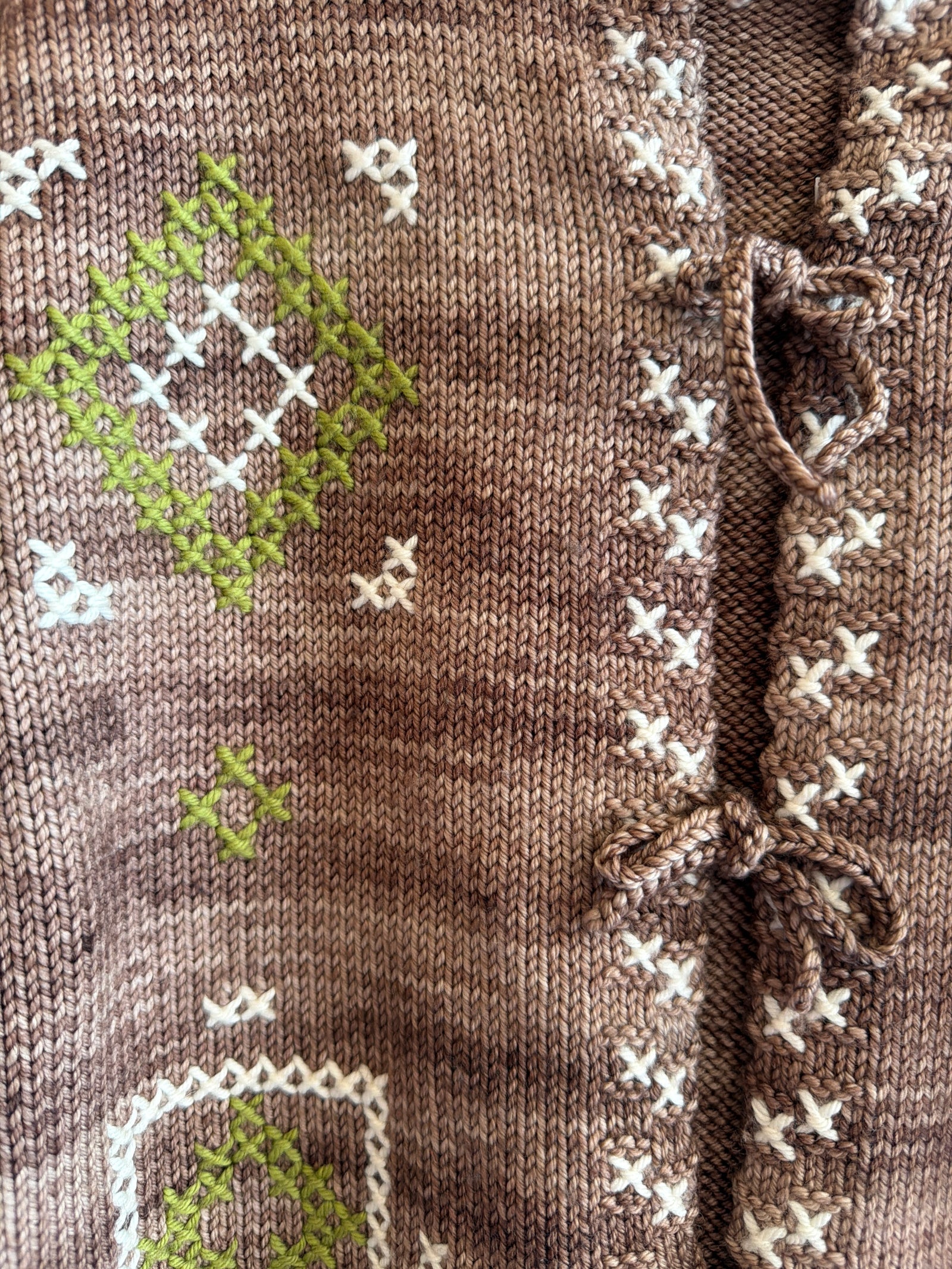'25 NWTs Misha & Puff Cross Stitch Bjorn Cardigan in Affogato Sweater / 10