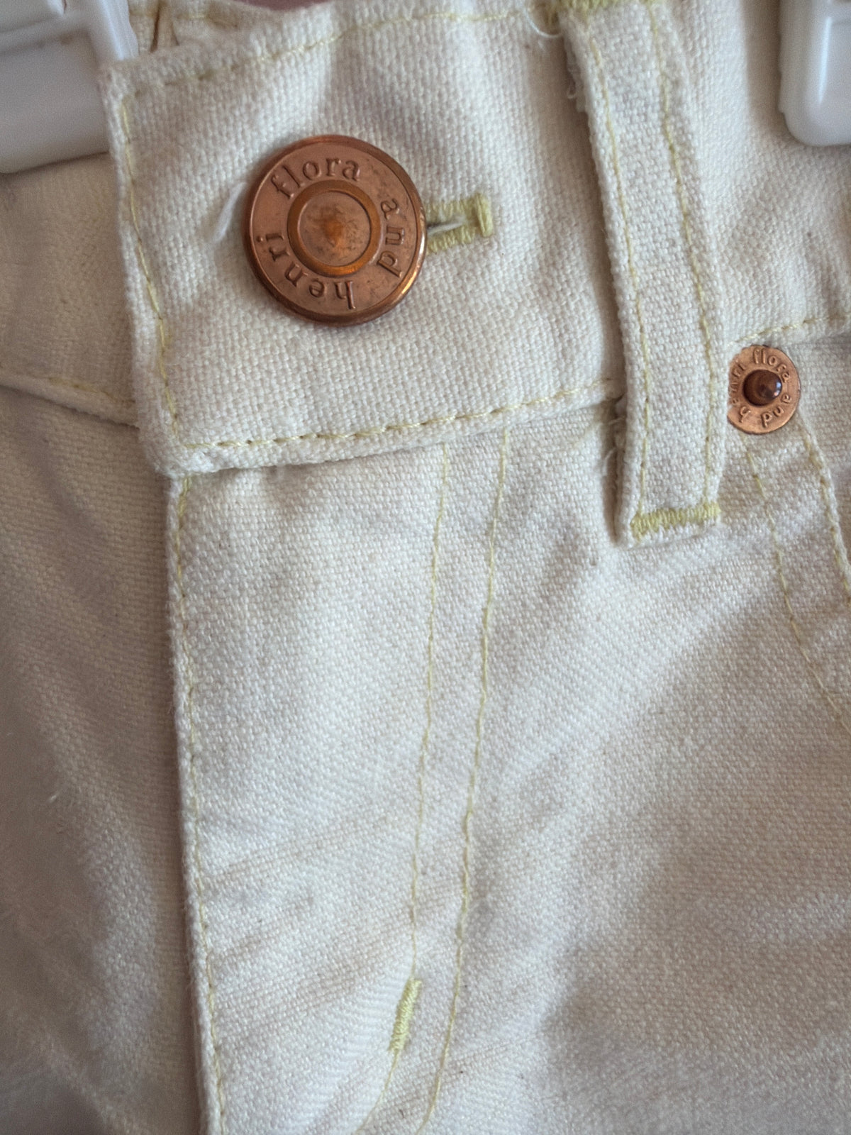 NWTs Flora & Henri Cream Denim Carpenter Pants / 6 months