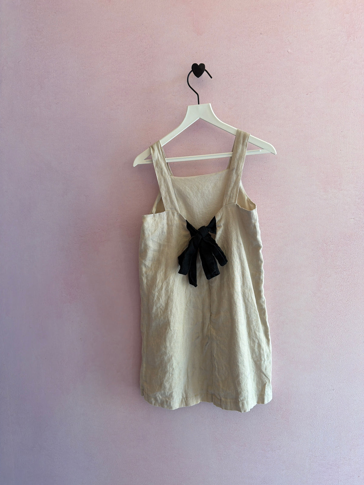 Cream Tree Black Bow Pinafore Dress / 5