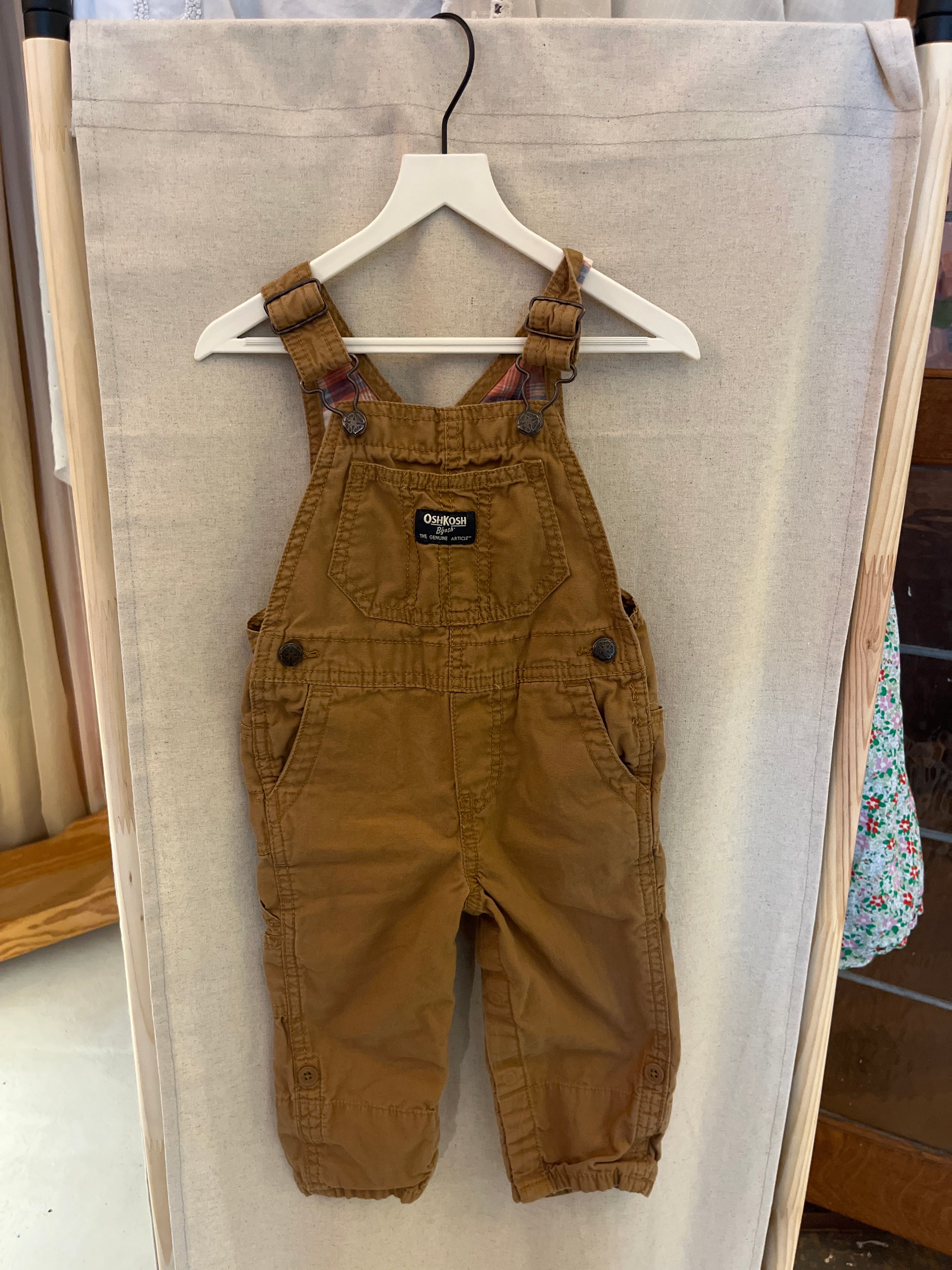 OshKosh Big Pocket Tan overalls / 18 months