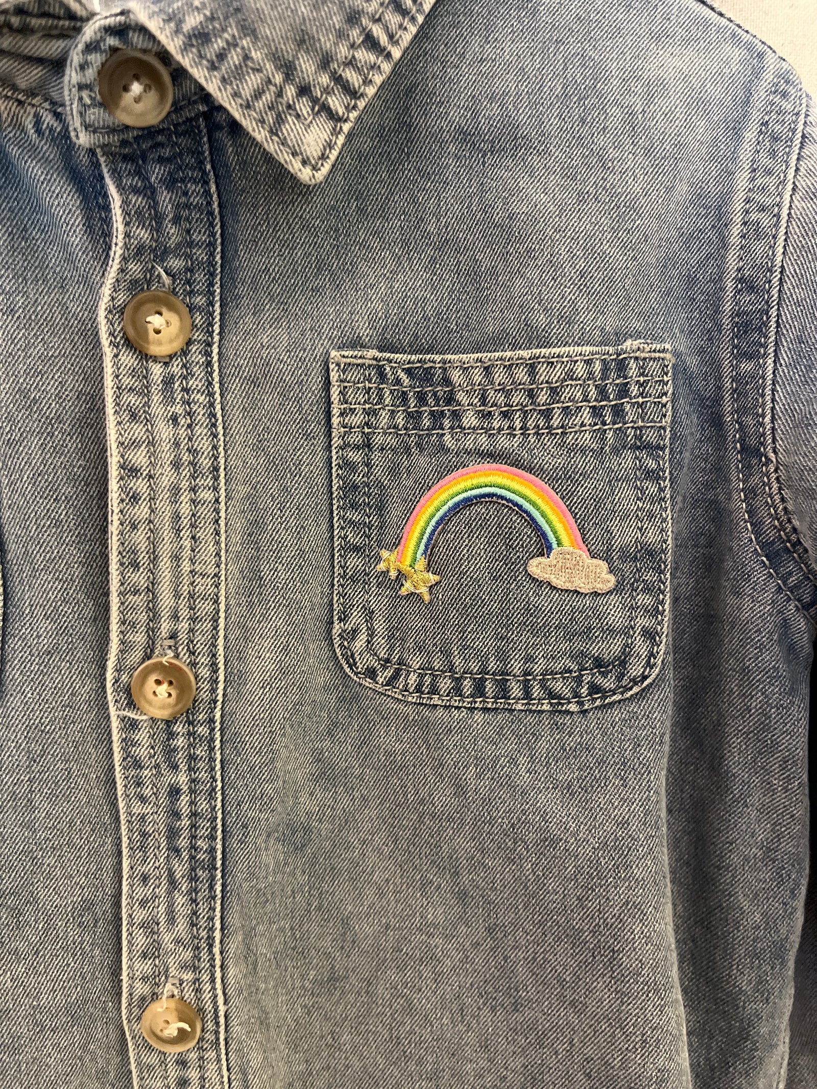 Little Bipsy rainbow patch denim Jacket / 5-6