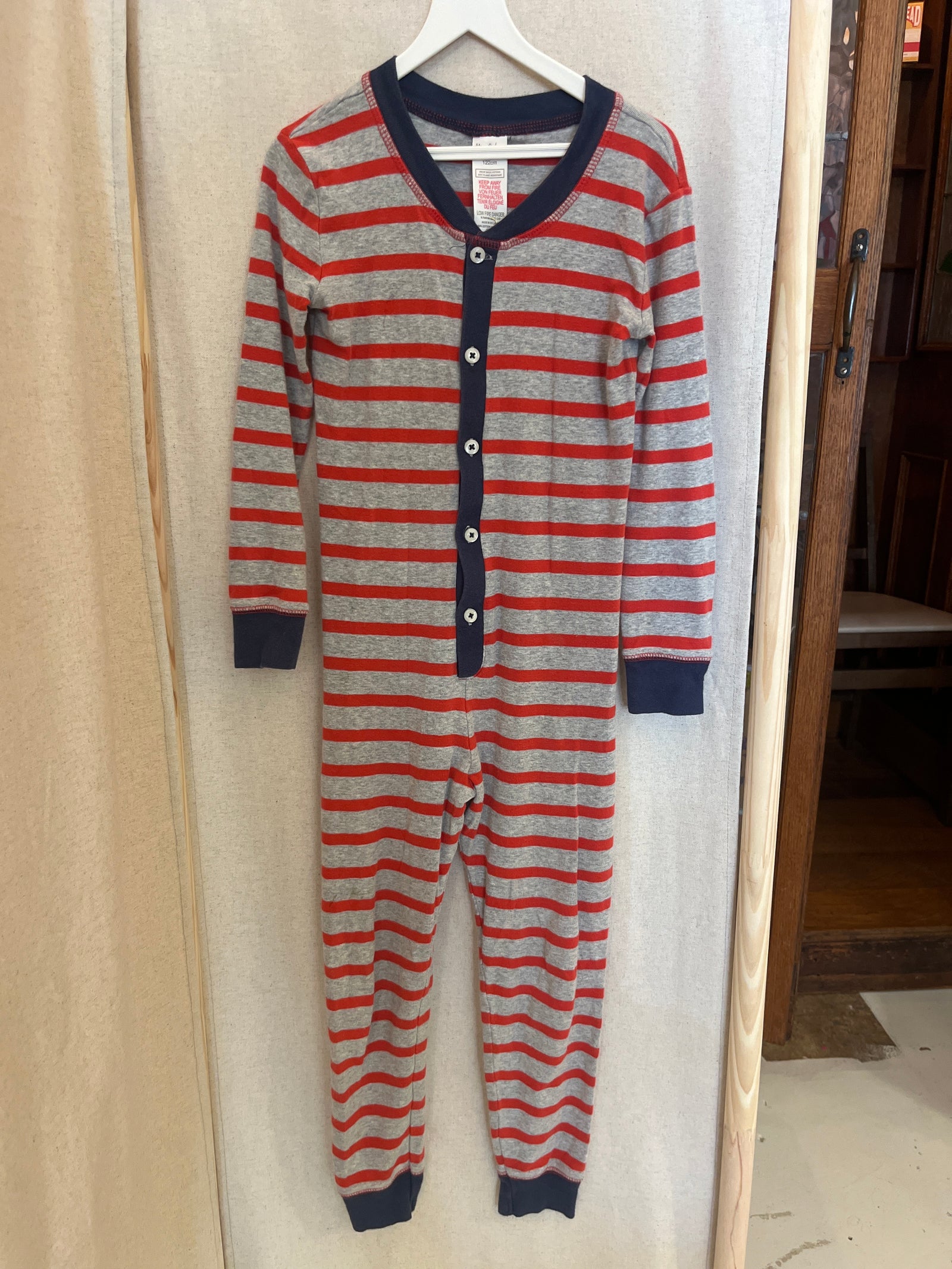 mini boden Gray and Red Stripe Pajamas / 7