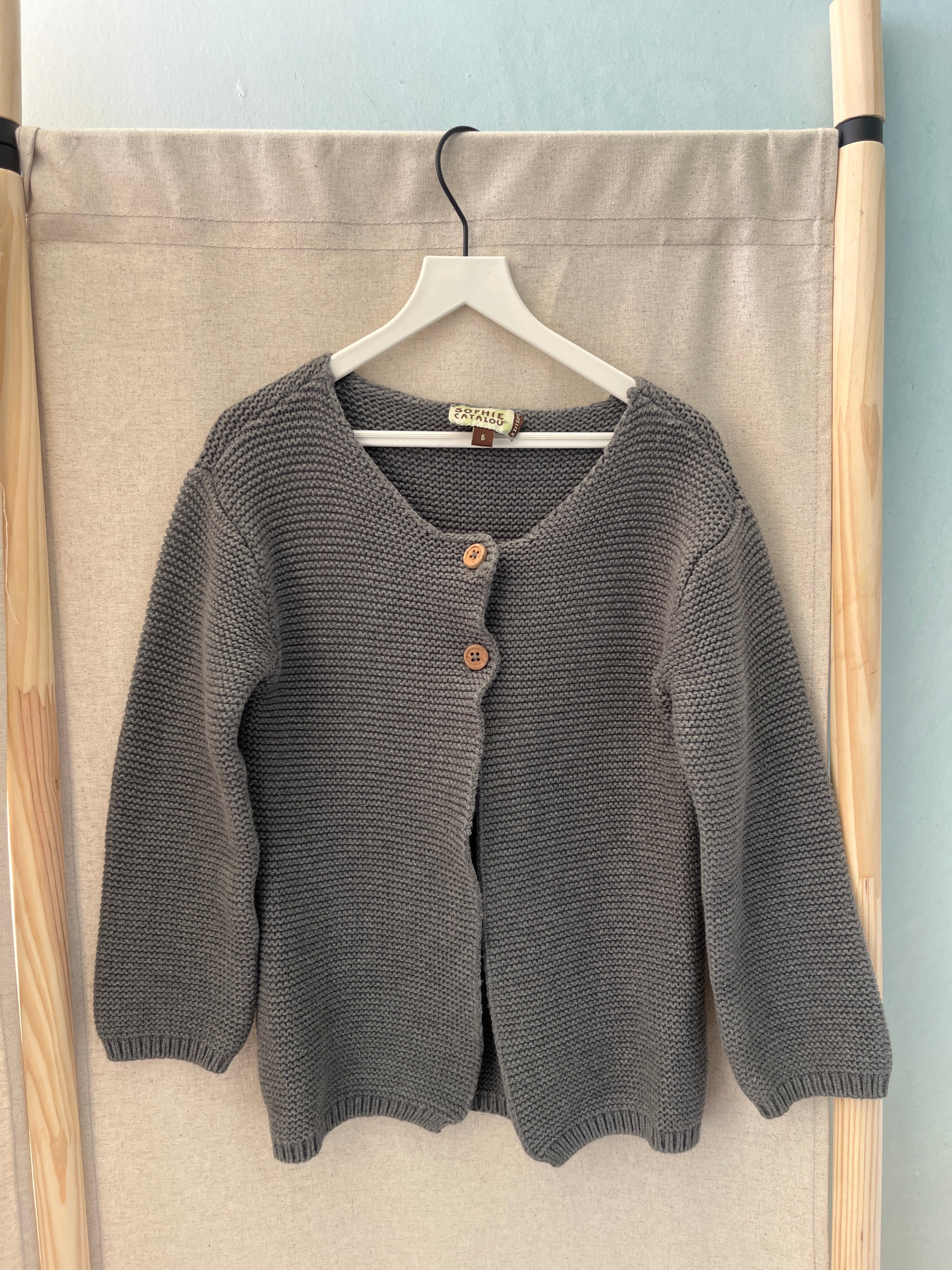 Sophie Catalou Gray Chunky Knit Cardi / 6