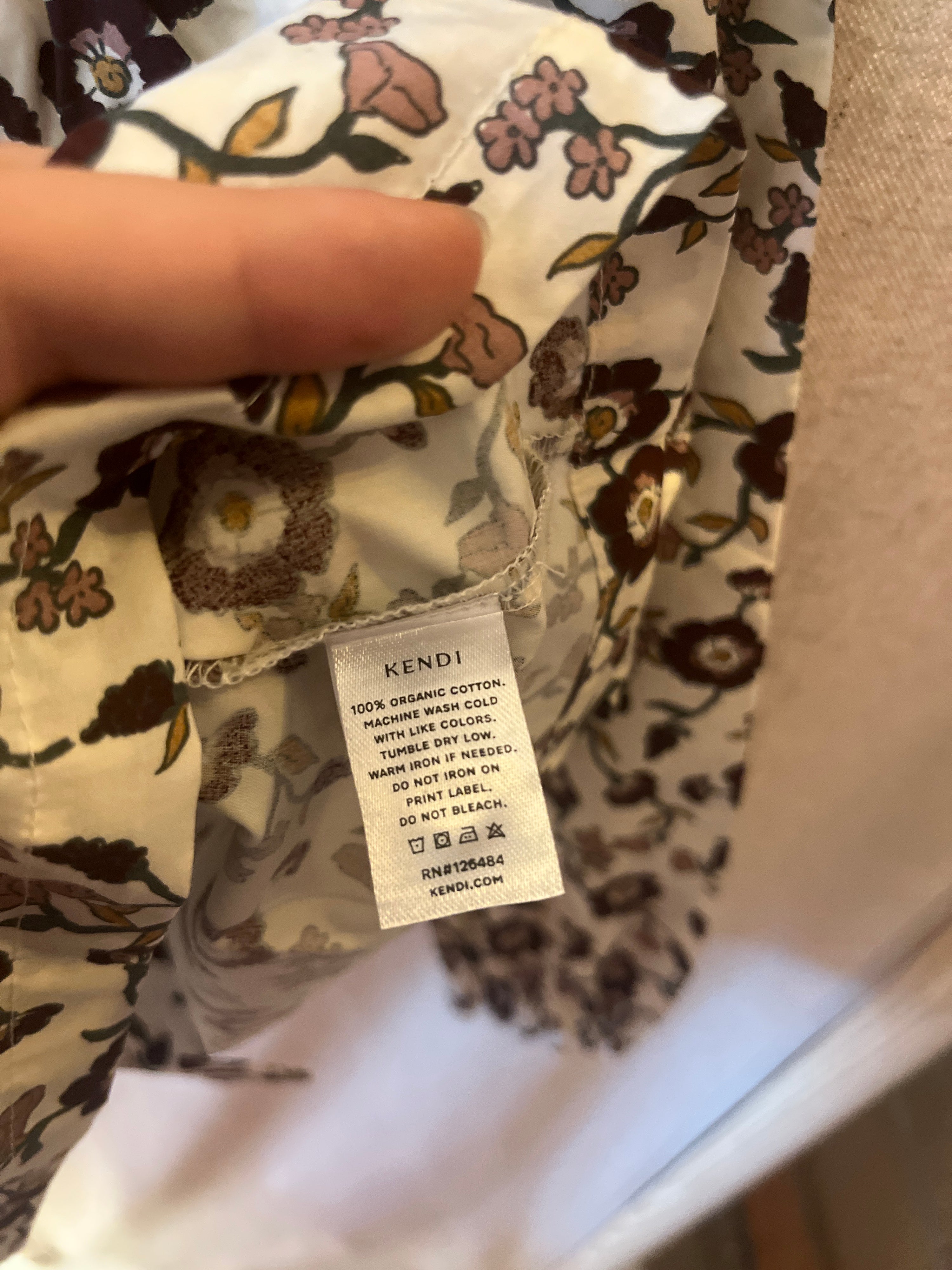 Kendi (by Colored Organics) Cream with brown, pink, and green floral pattern Blouse / 2T