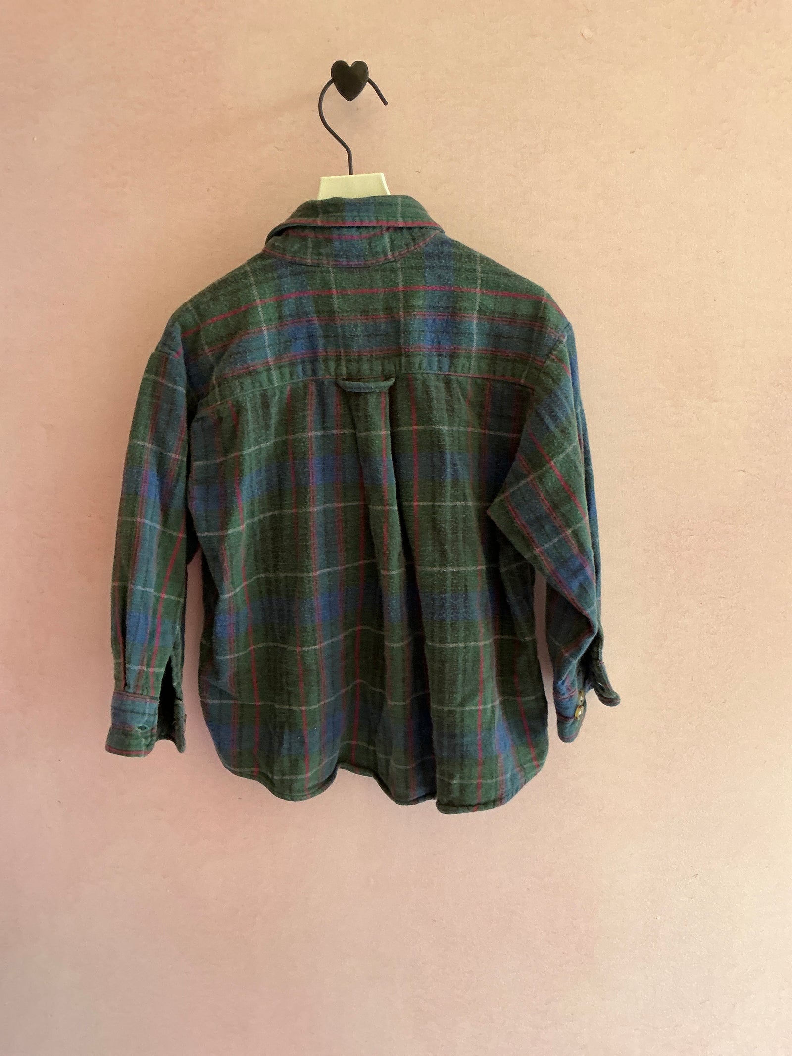Vintage OshKosh Blue and Green Plaid Flannel Button Down/ 4