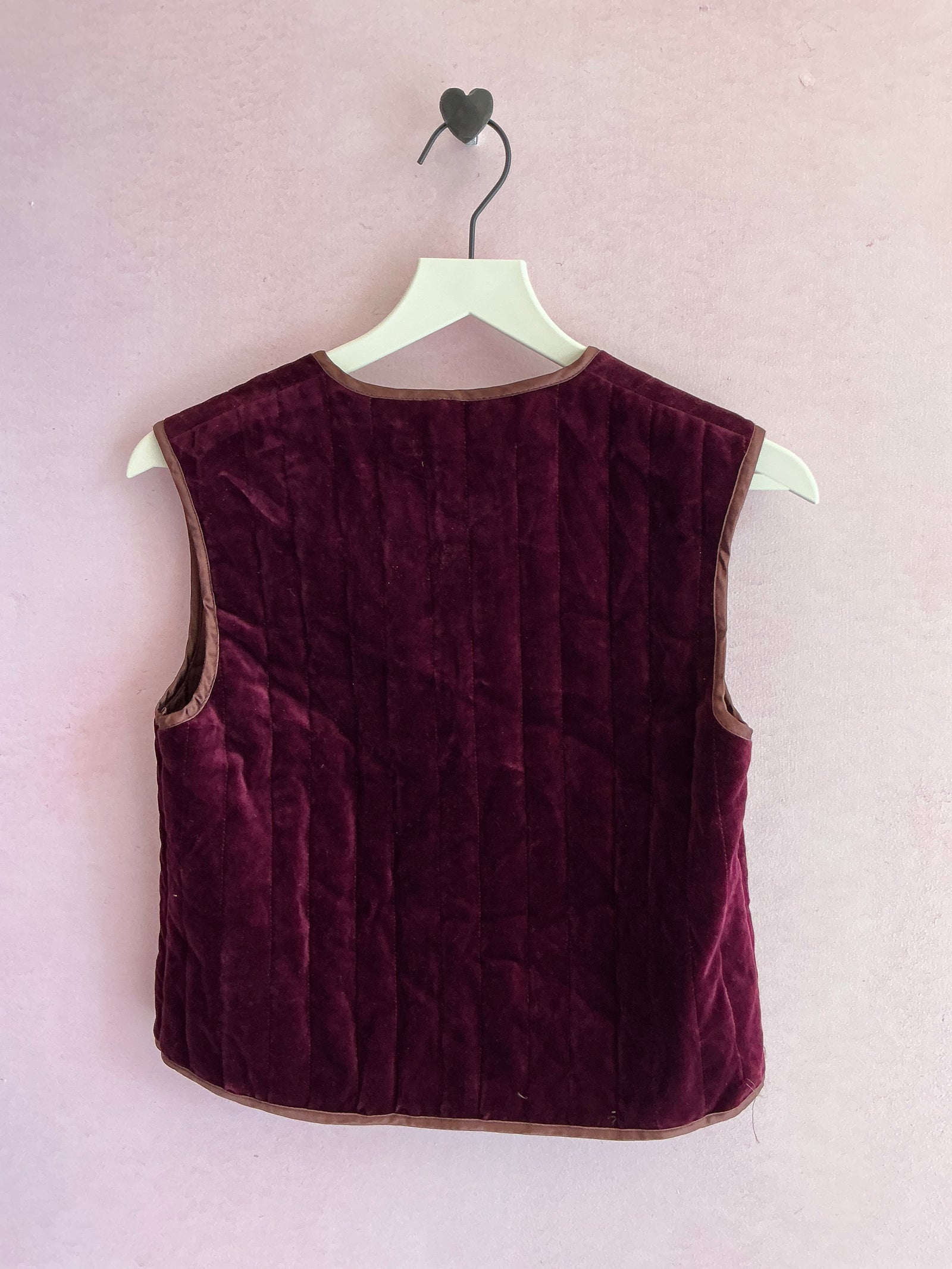 vintage Burgundy Velvet Vest / 6-8 years