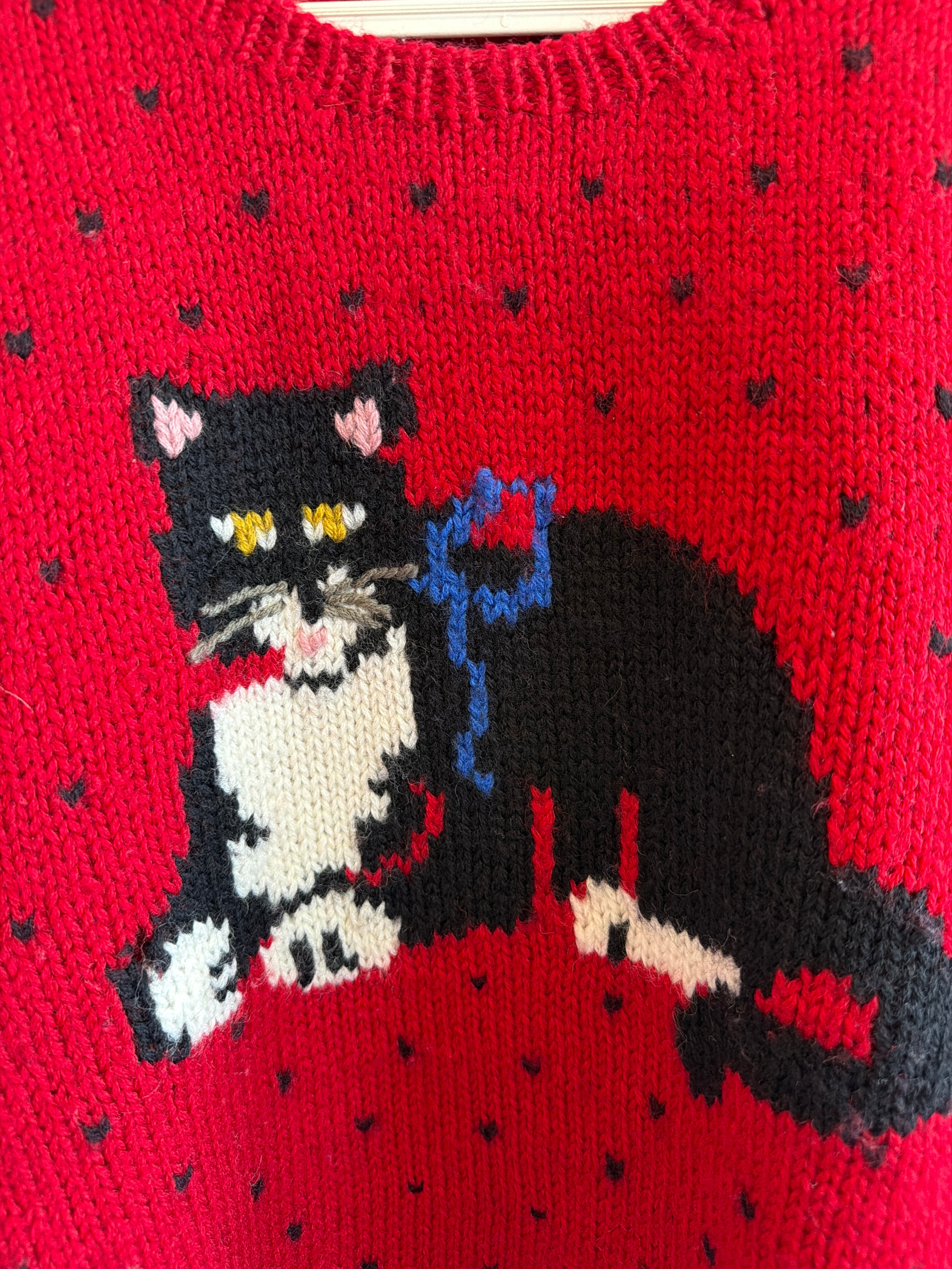 vintage Faire Isle Cat Sweater / Adult Medium