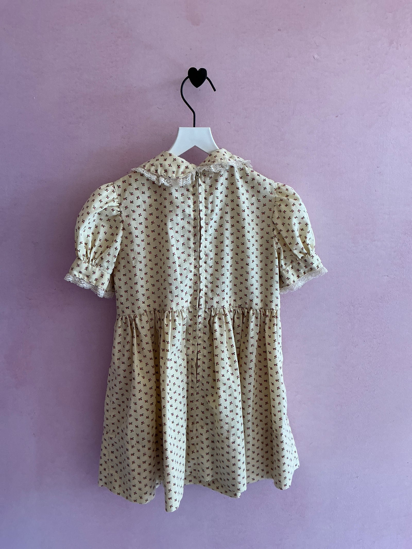 vintage handmade All-Over Rose Print with Red Bow Dress